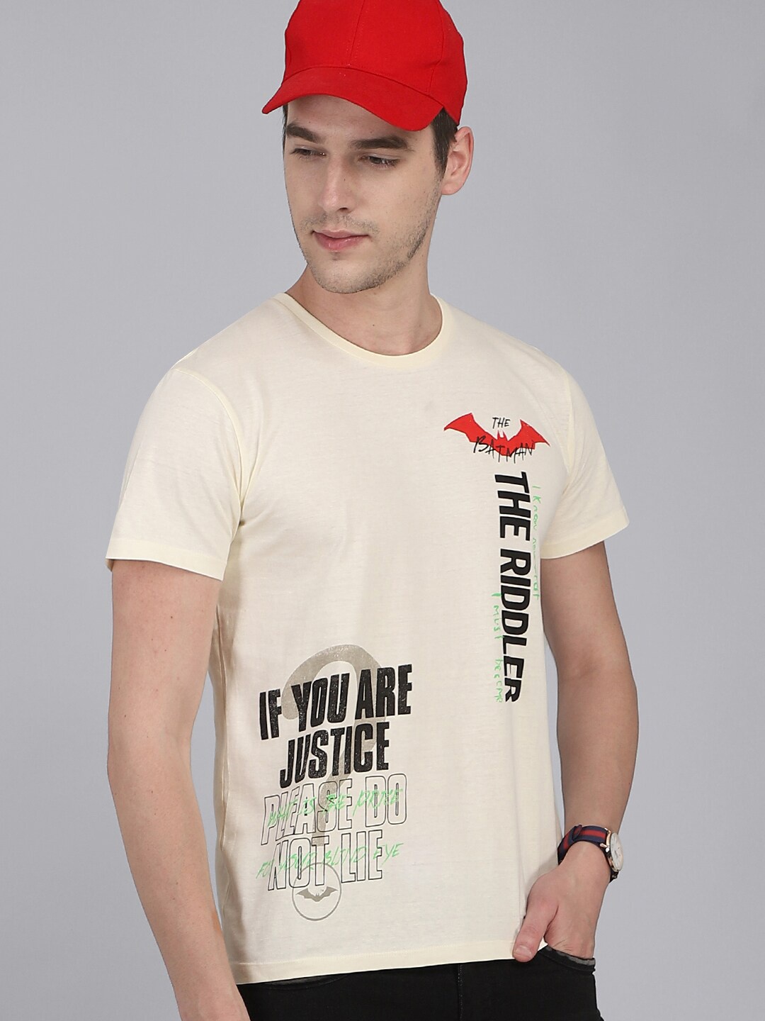 

Free Authority Men Batman Cotton Printed T-shirt, White