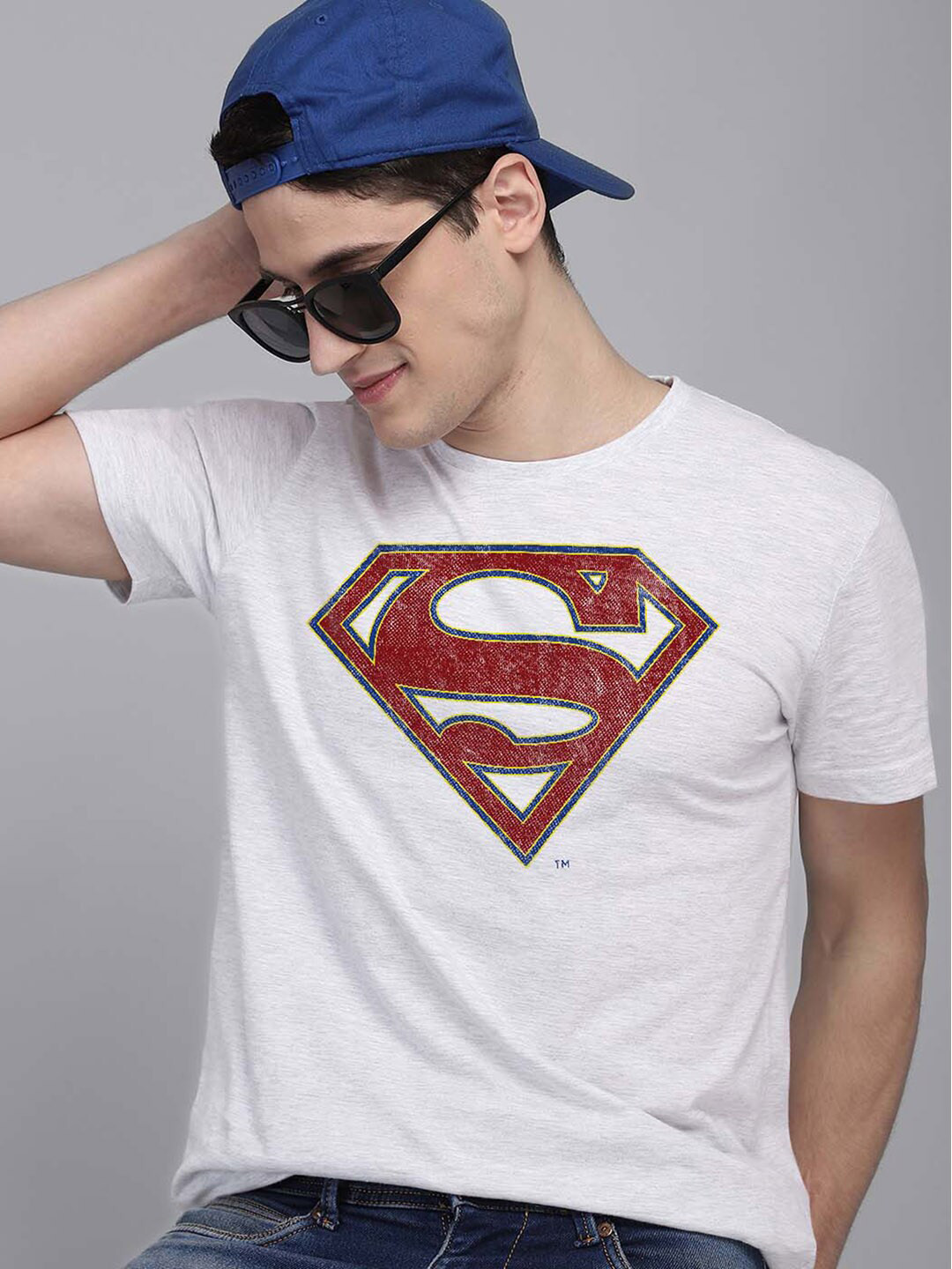

Free Authority Men Superman Printed Cotton Tshirts, Grey