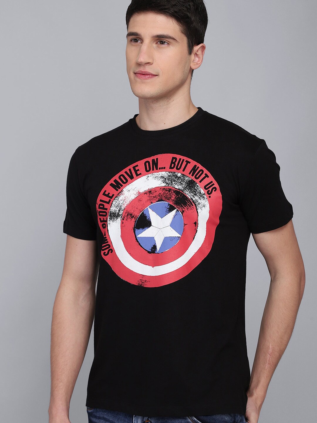 

Free Authority Men Black Captain America Printed T-shirt