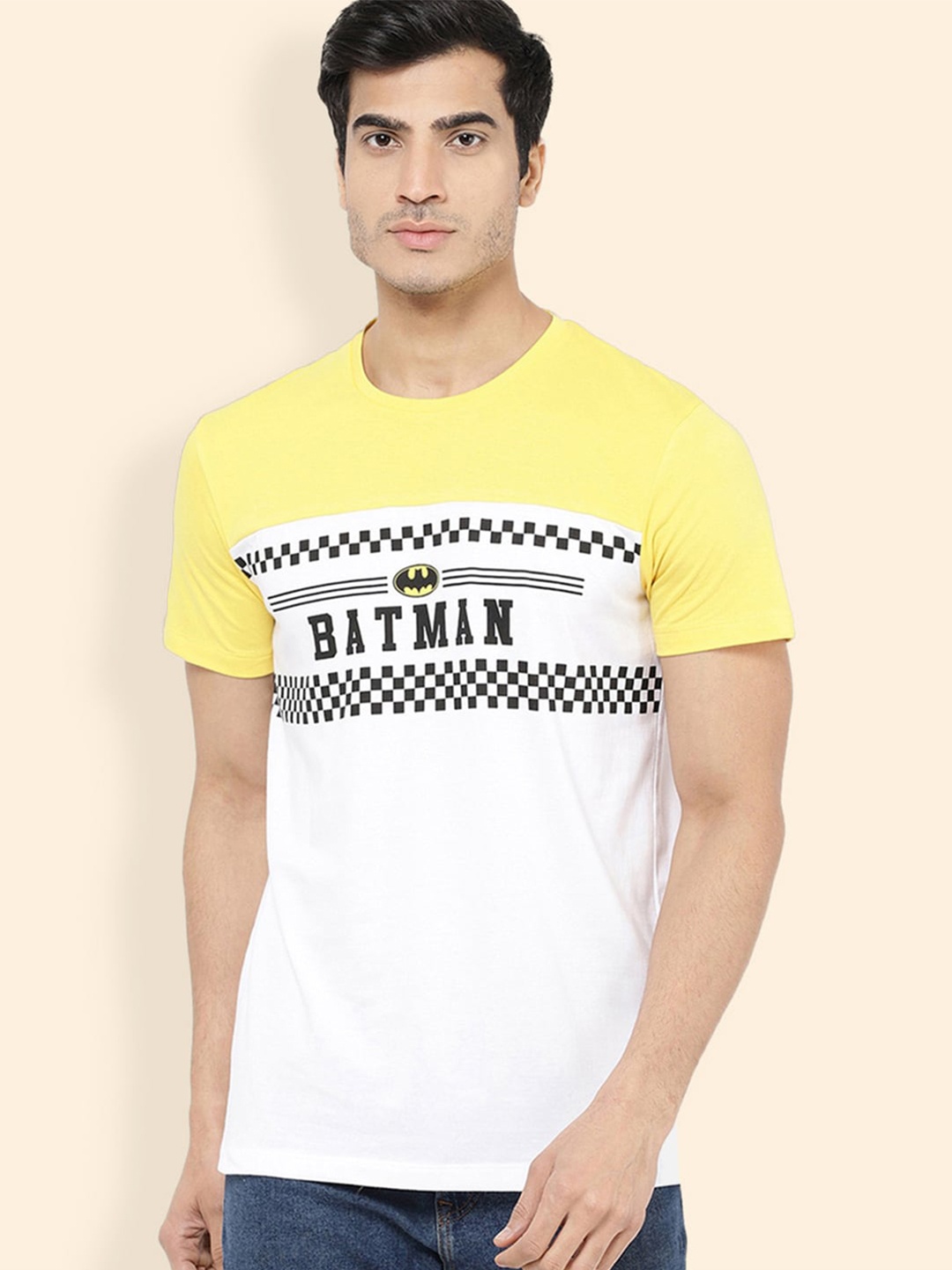 

Free Authority Men Batman Cotton Printed Yellow & White T-shirt