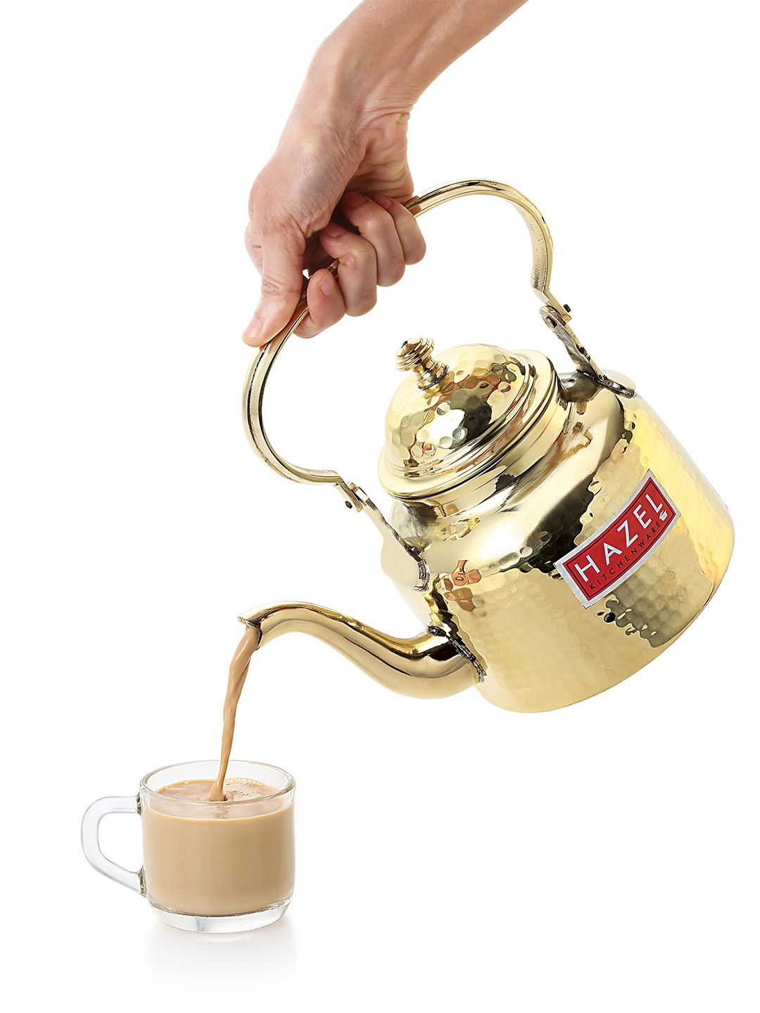 

HAZEL Copper-Toned Text or Slogans Printed Brass Matte Tea Pot