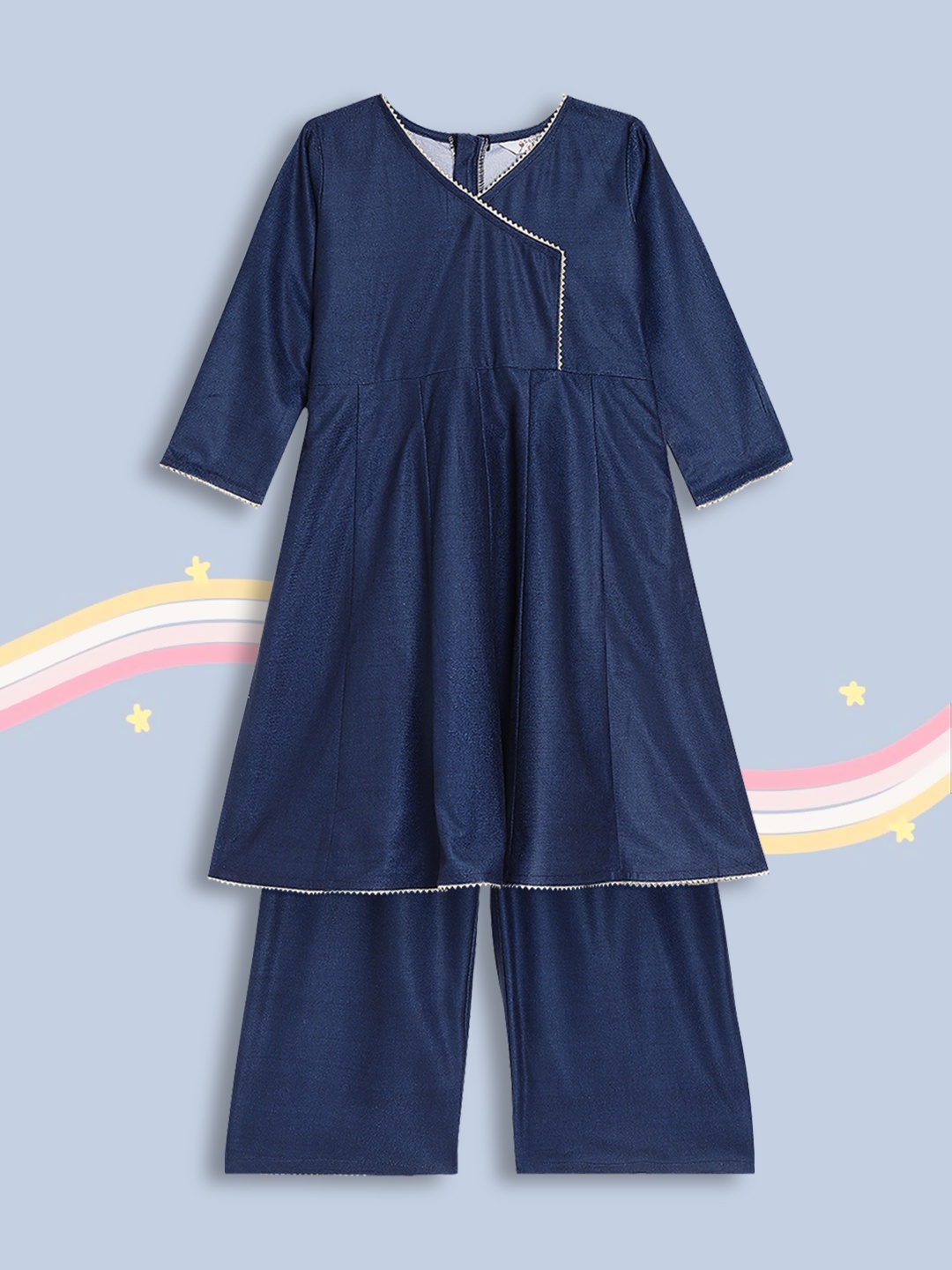 

Ahalyaa Girls Angrakha Gotta Patti Kurta with Palazzos, Navy blue