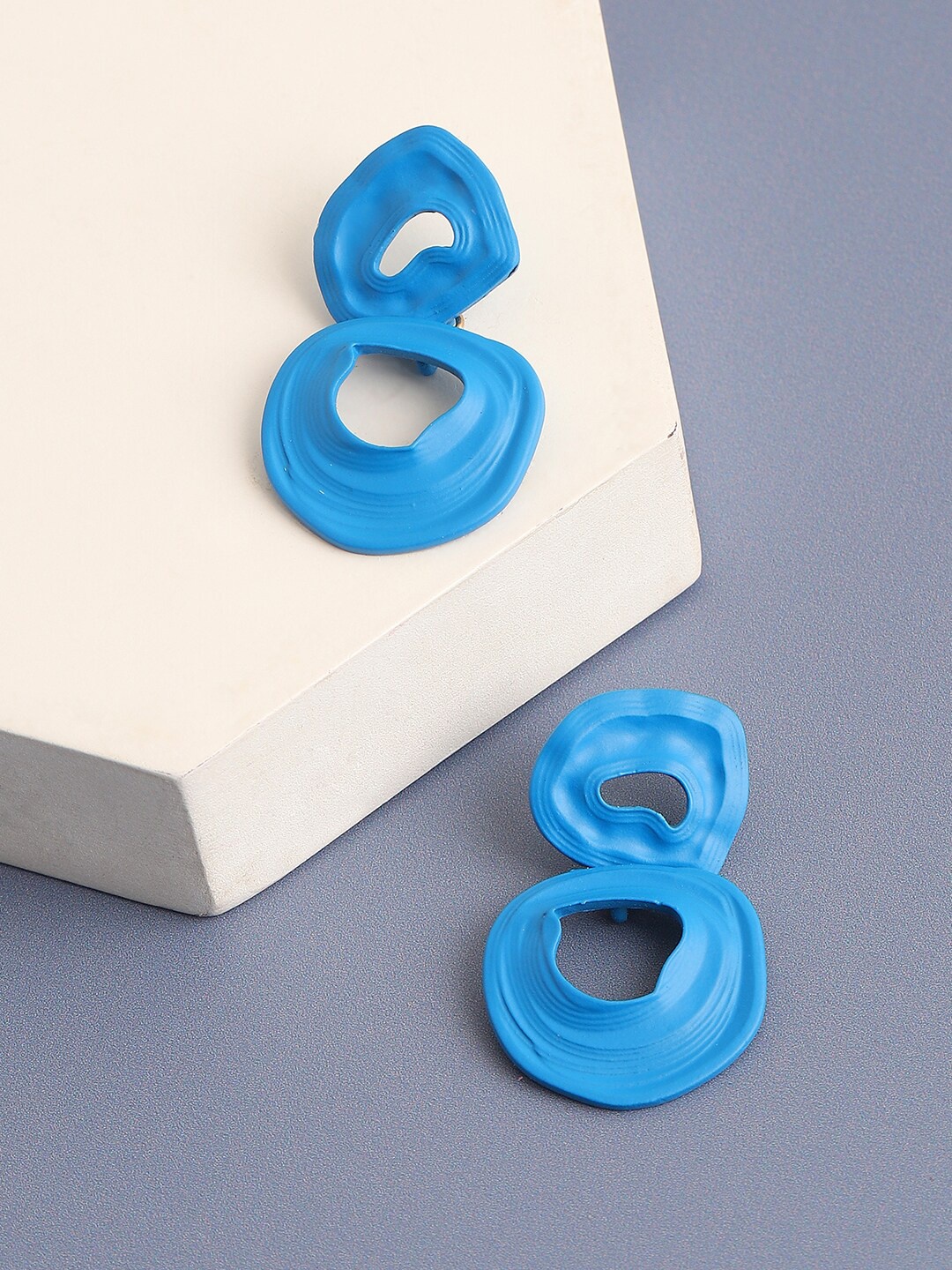

SOHI Circular Gold Plated Drop Earrings, Blue