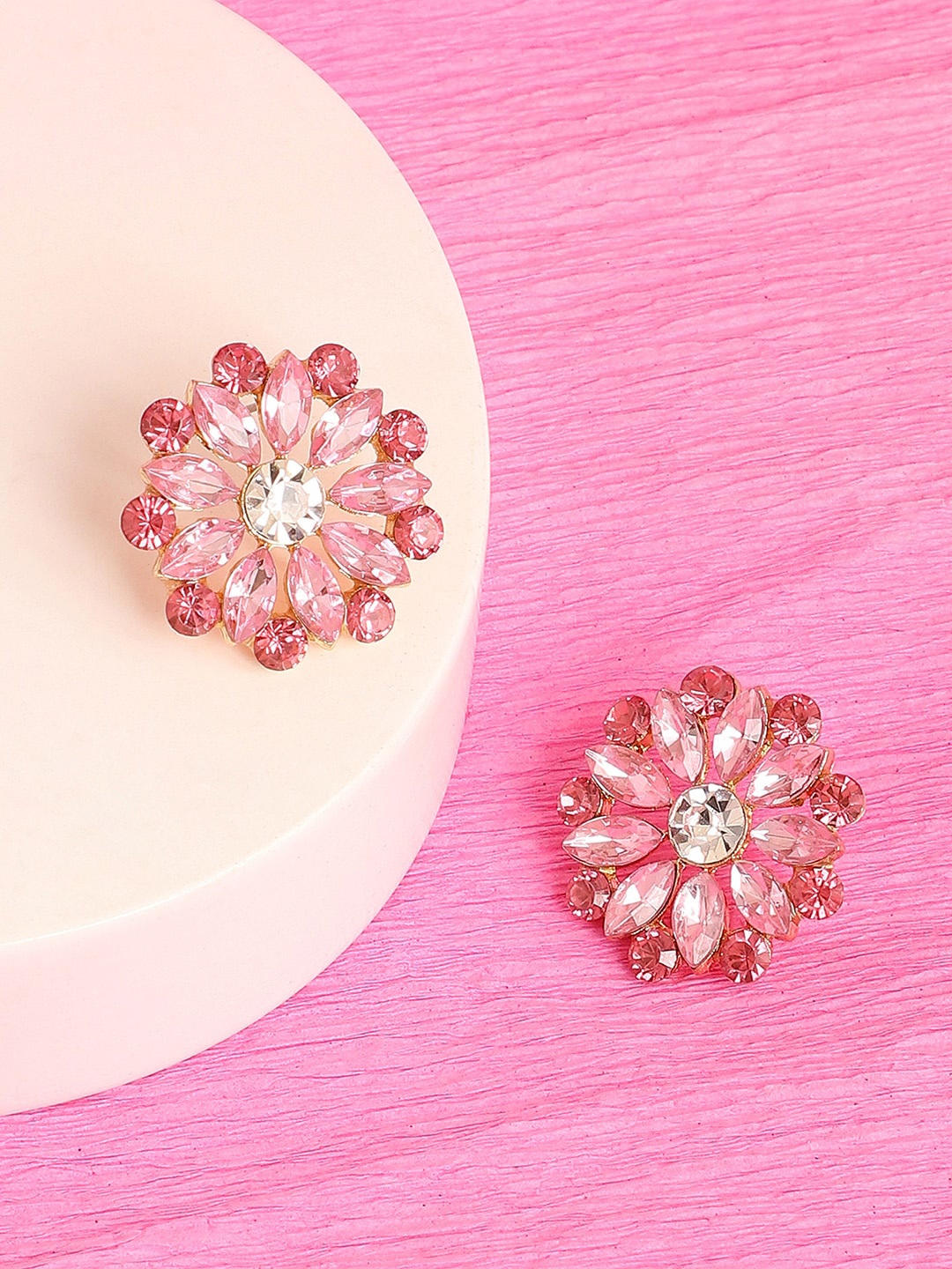 

SOHI Gold Plated Pink Contemporary Studs Earrings