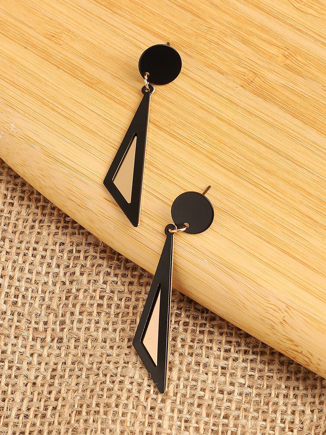 

SOHI Geometric Gold Plated Drop Earrings, Black