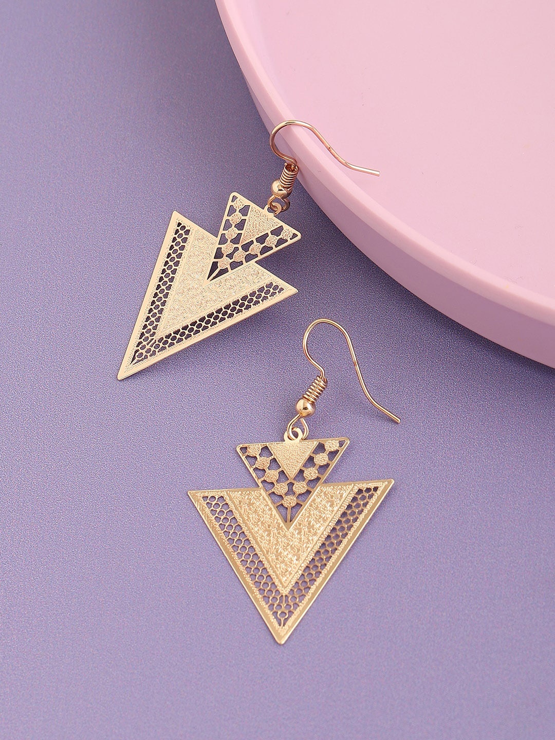 

SOHI Gold-Plated Triangular Drop Earrings