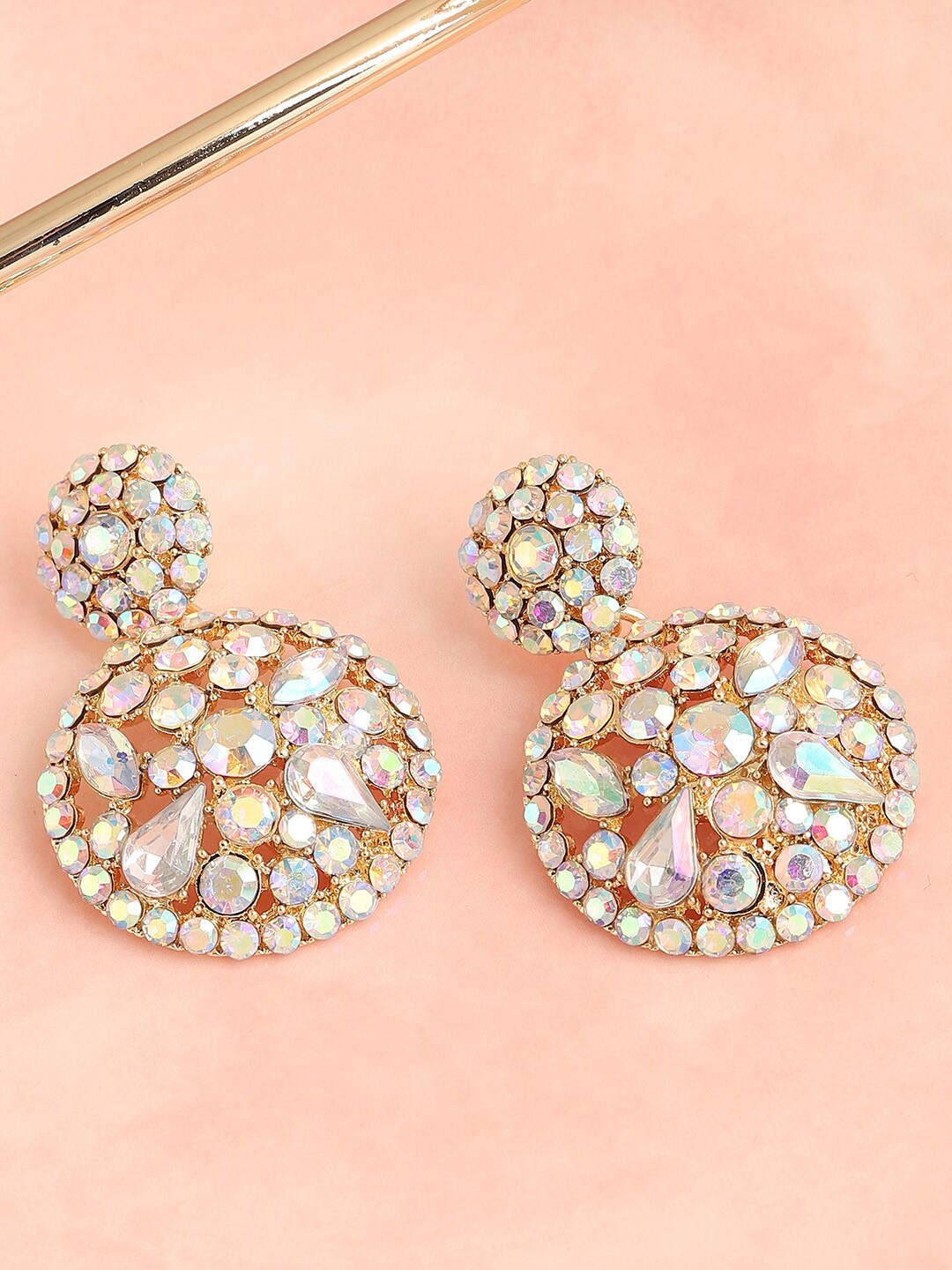 

SOHI Gold-Plated Contemporary Drop Earrings