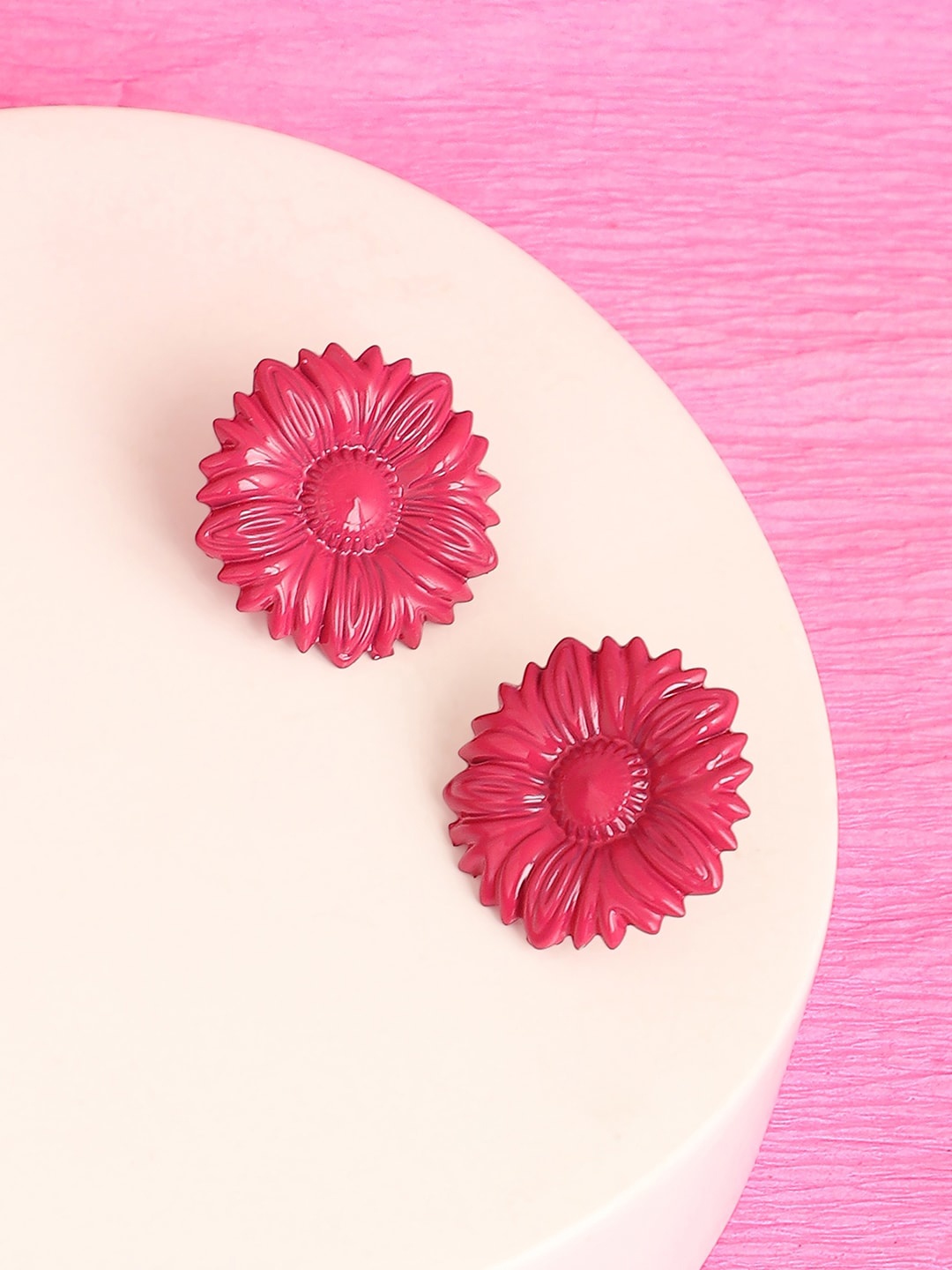 

SOHI Gold-Plated Floral Studs Earrings, Pink