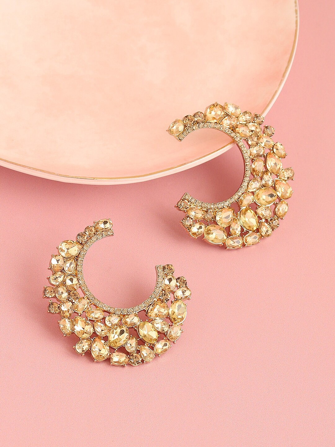 

SOHI Gold-Plated Contemporary Half Hoop Earrings