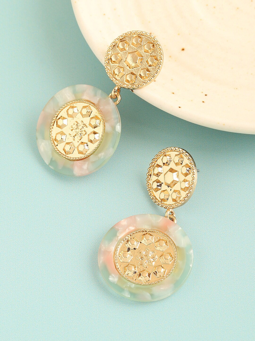

SOHI Gold-Plated Contemporary Drop Earrings