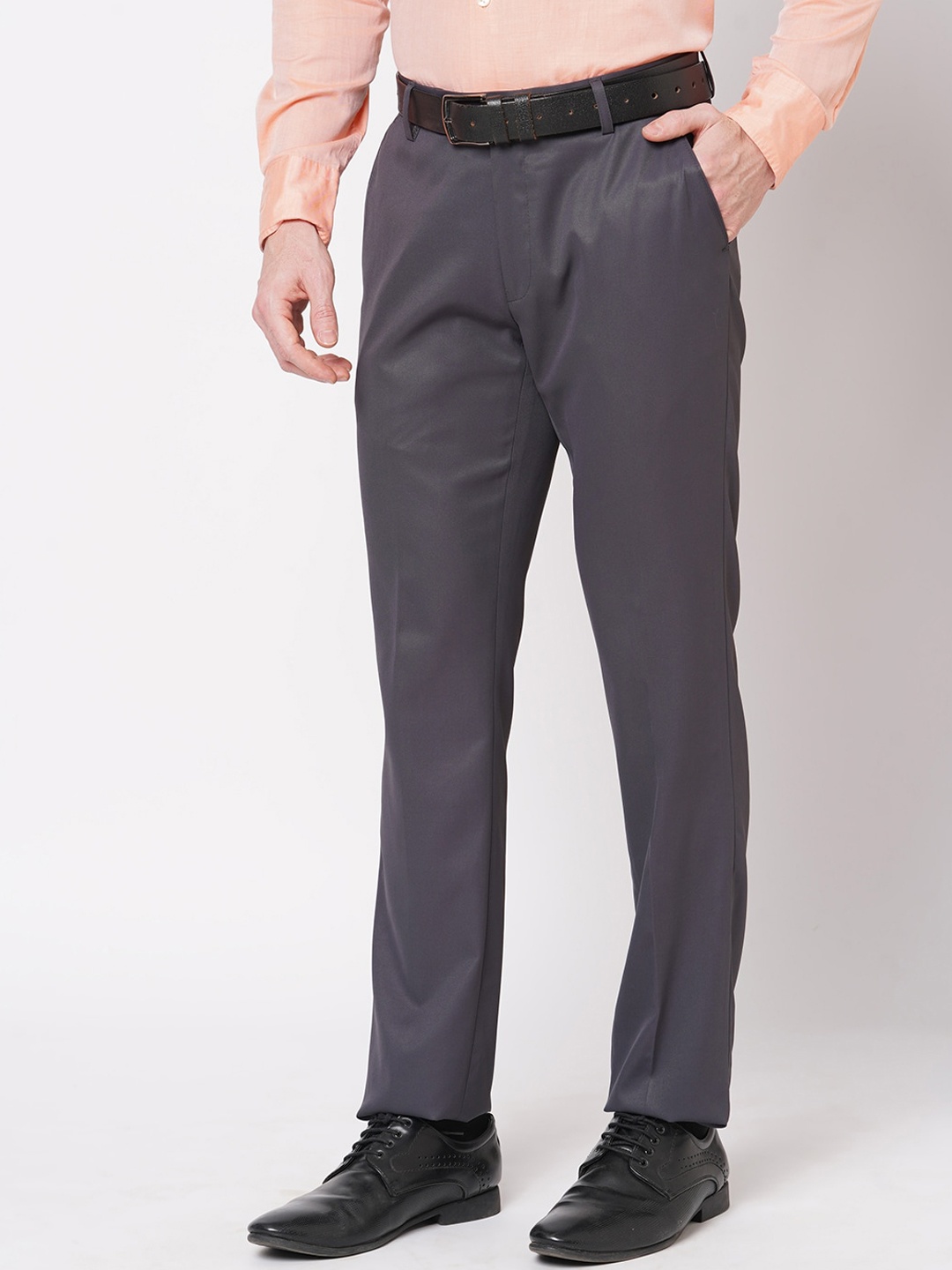 

Solemio Men Slim Fit Easy Wash Formal Trouser, Charcoal
