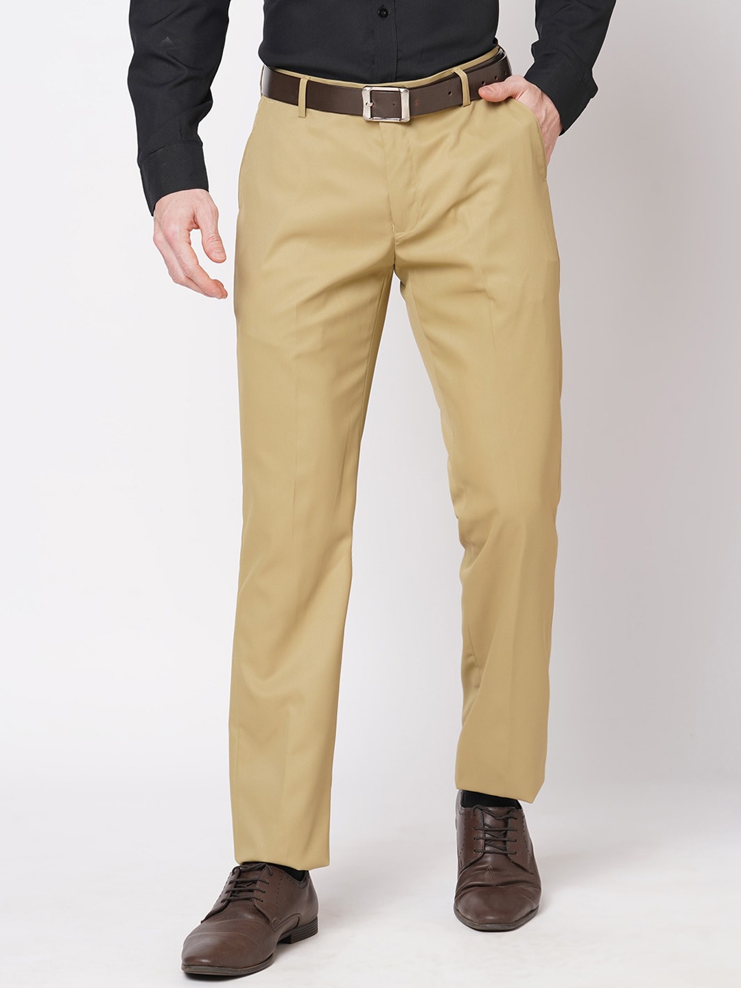 

Solemio Men Slim Fit Easy Wash Trousers, Beige