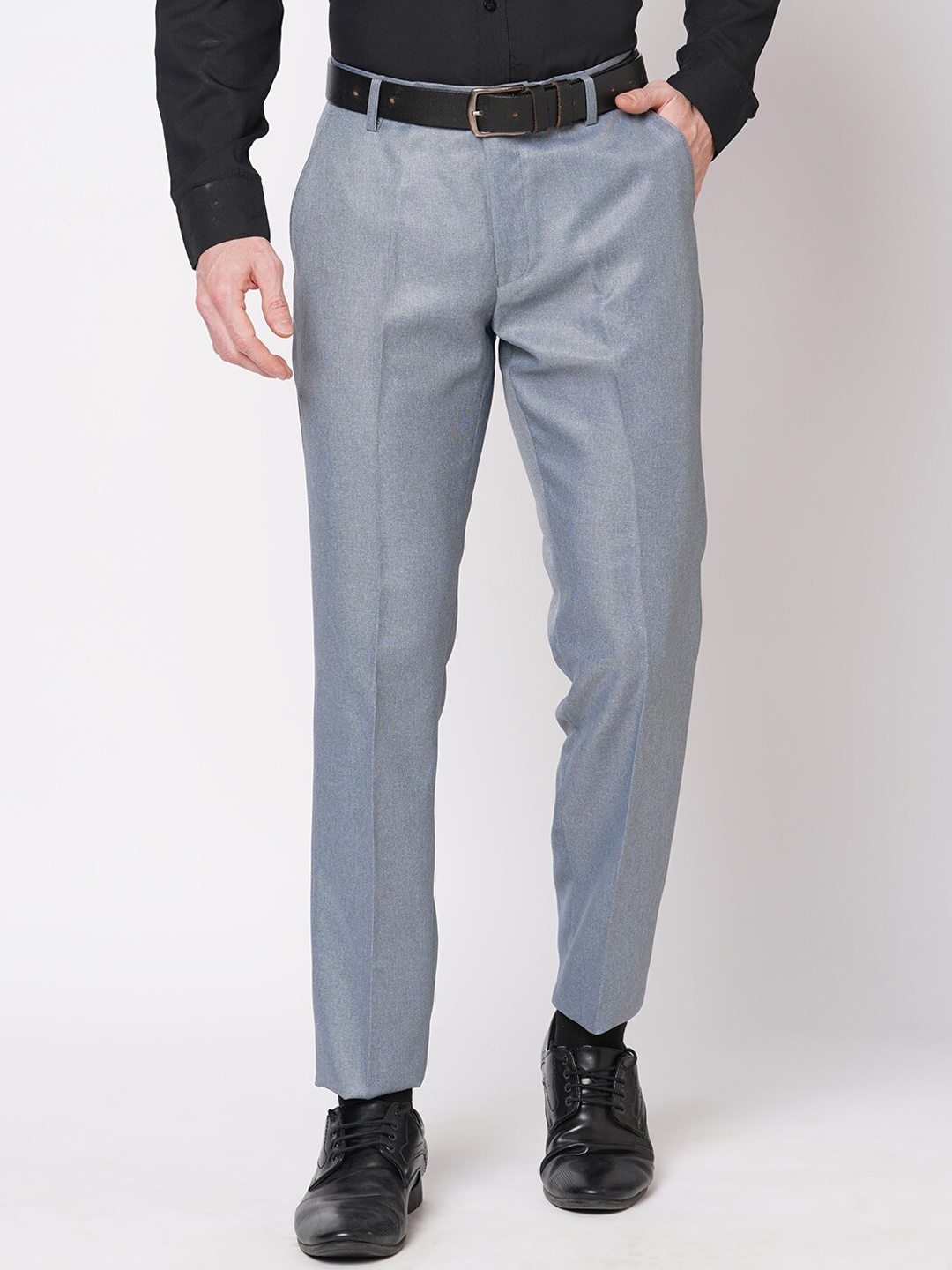 

Solemio Men Slim Fit Easy Wash Trousers, Grey