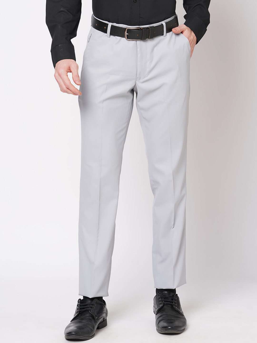 

Solemio Men Slim Fit Easy Wash Formal Trouser, Grey
