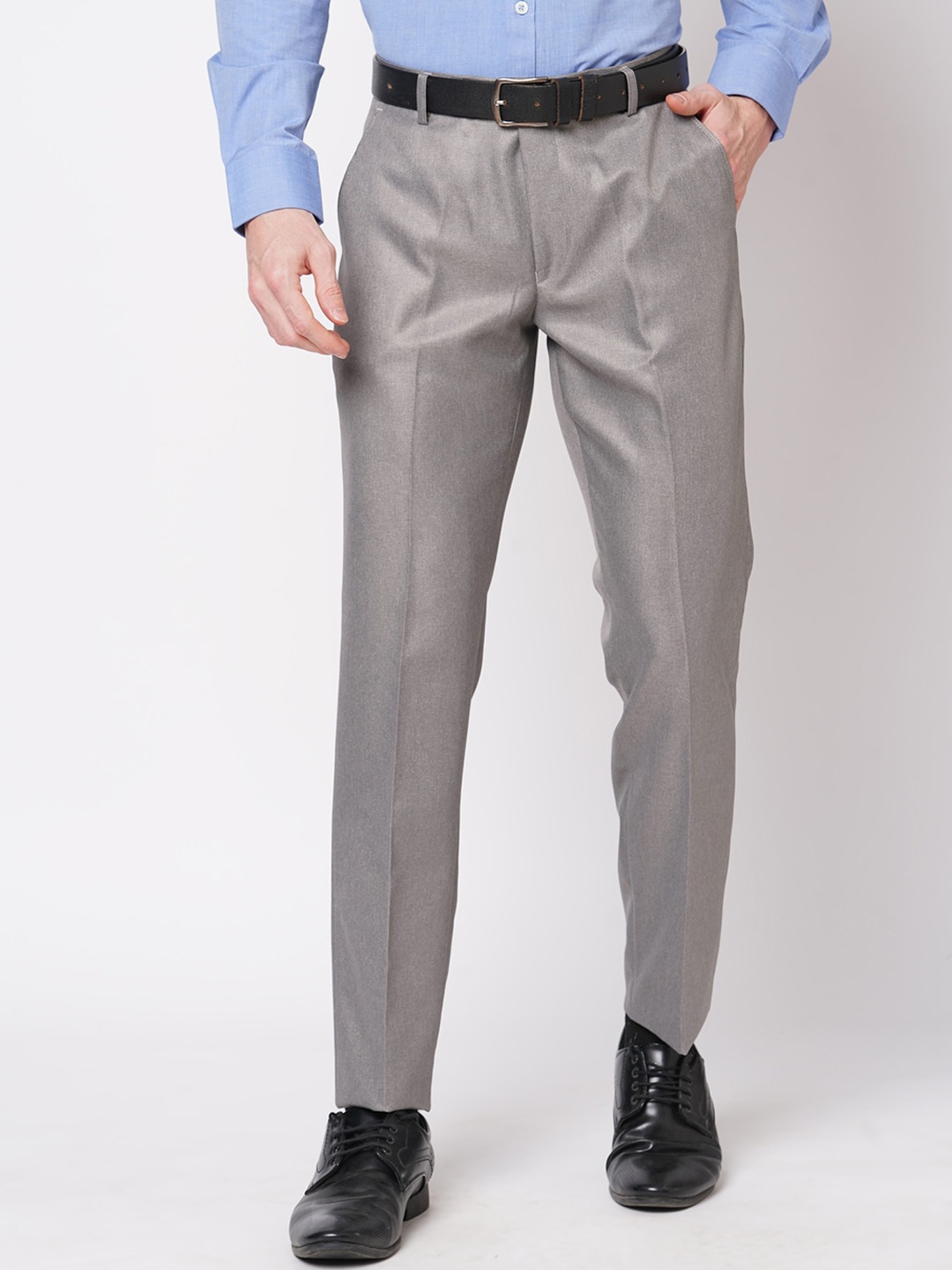 

Solemio Men Slim Fit Easy Wash Formal Trouser, Grey