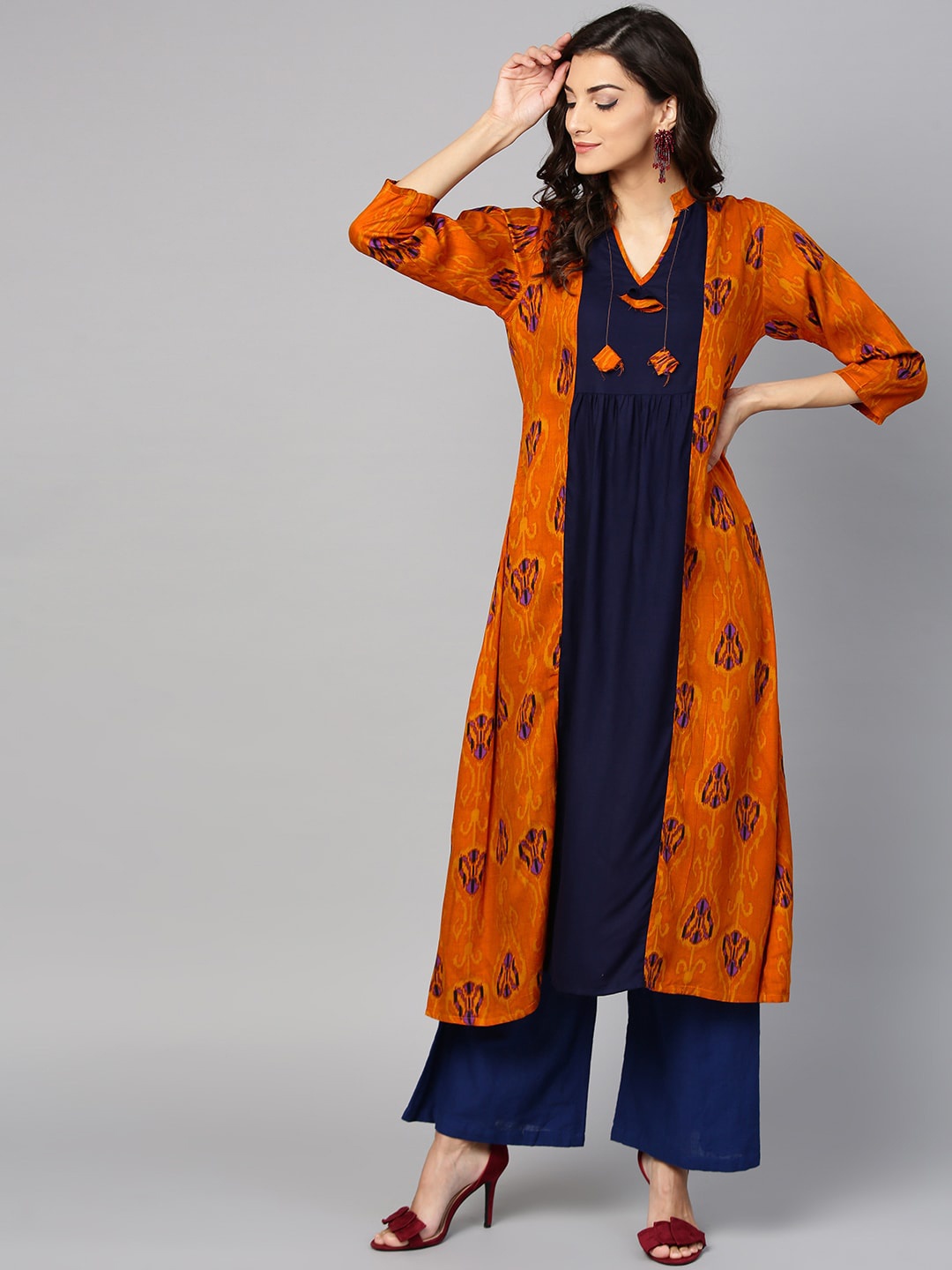 

Ives Women Ethnic Motifs Printed Kurta, Mustard