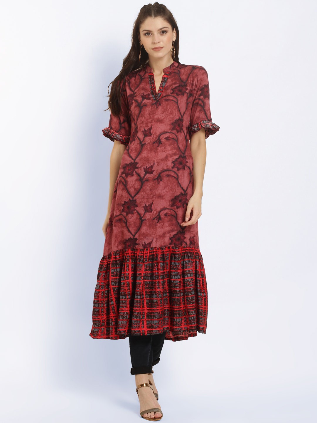 

Ives Women Floral Printed Kurta, Pink