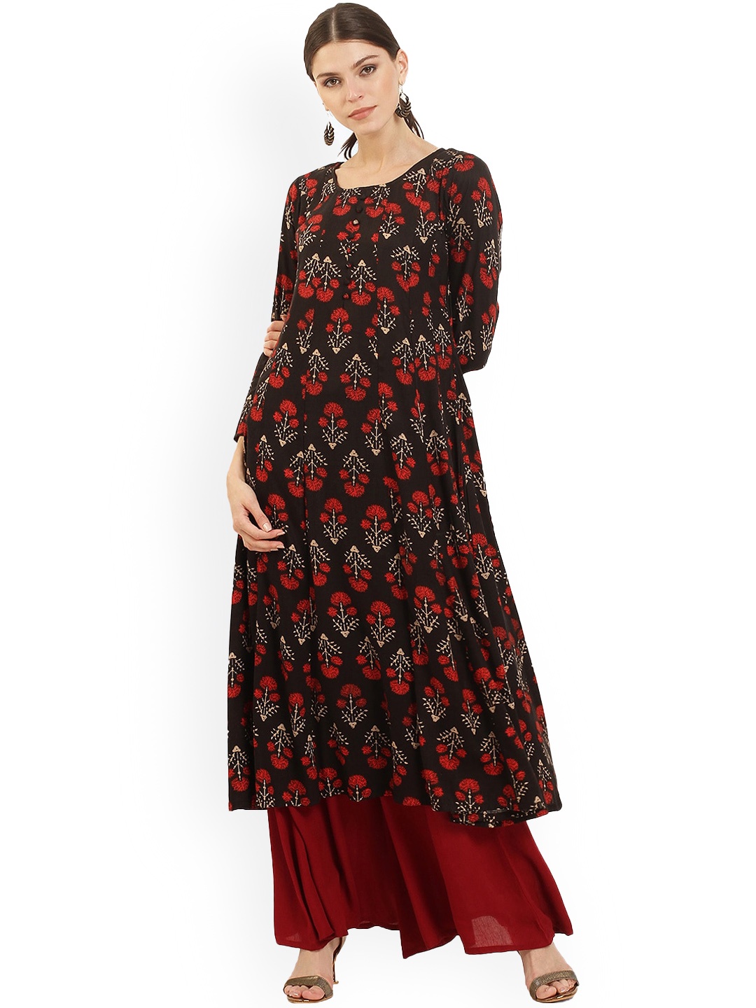 

Ives Women Floral Printed Anarkali Kurta, Red