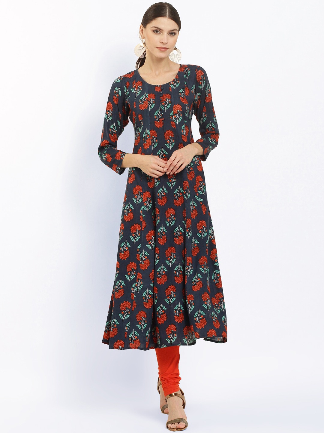 

Ives Women Blue Ethnic Motifs Printed Anarkali Kurta