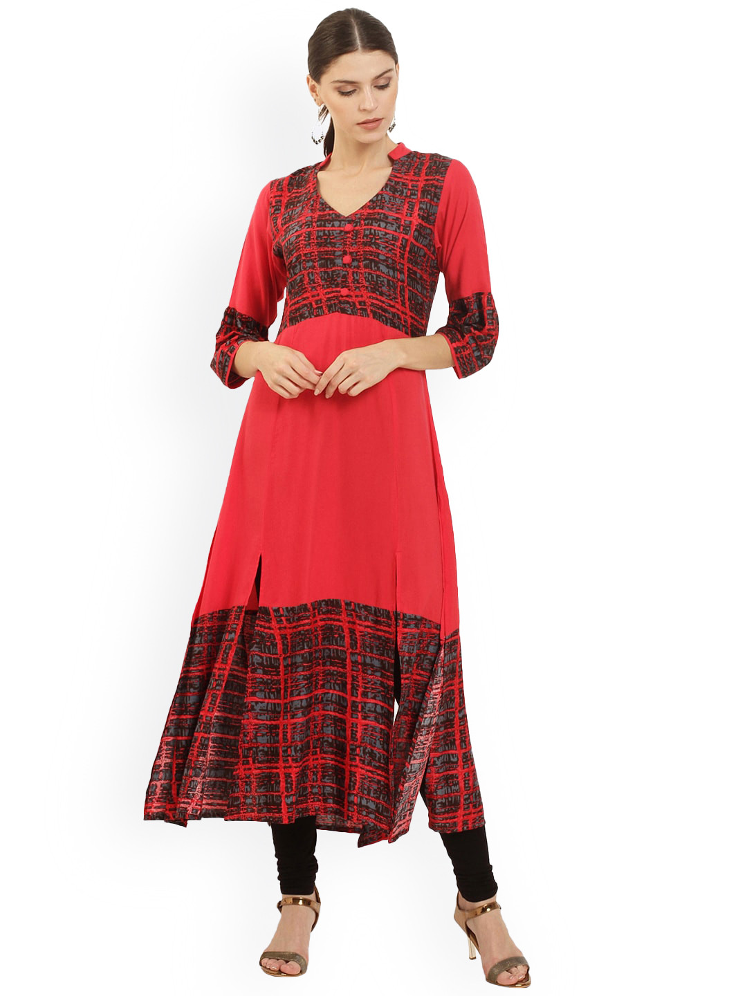 

Ives Women Printed A-Line Kurta, Red