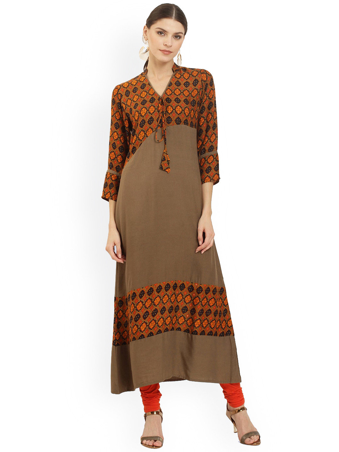 

Ives Ethnic Motifs Printed Kurta, Taupe