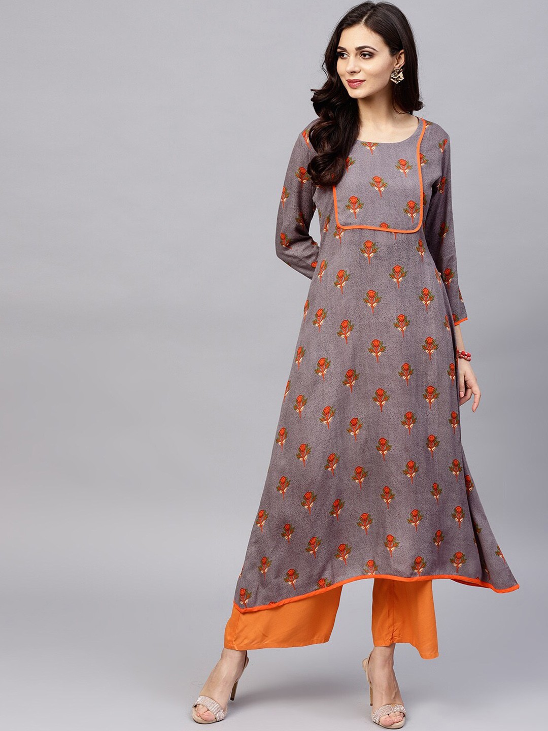 

Ives Floral Printed Kurta, Taupe