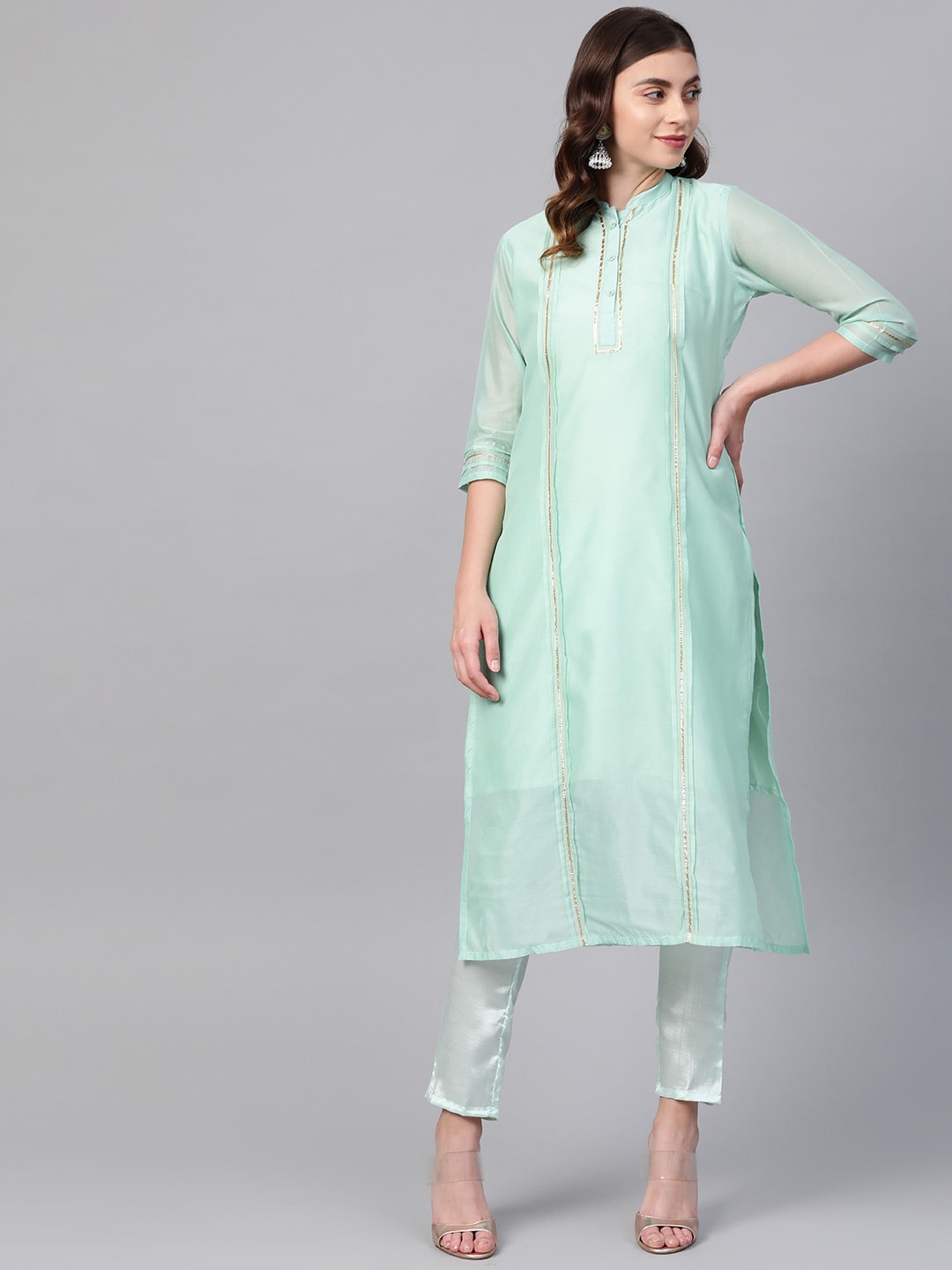 

Ives Women Sea Green Kurta with Trousers