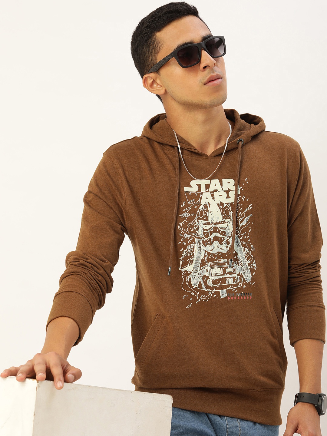 

Kook N Keech Star Wars Men Brown Printed Hooded Sweatshirt