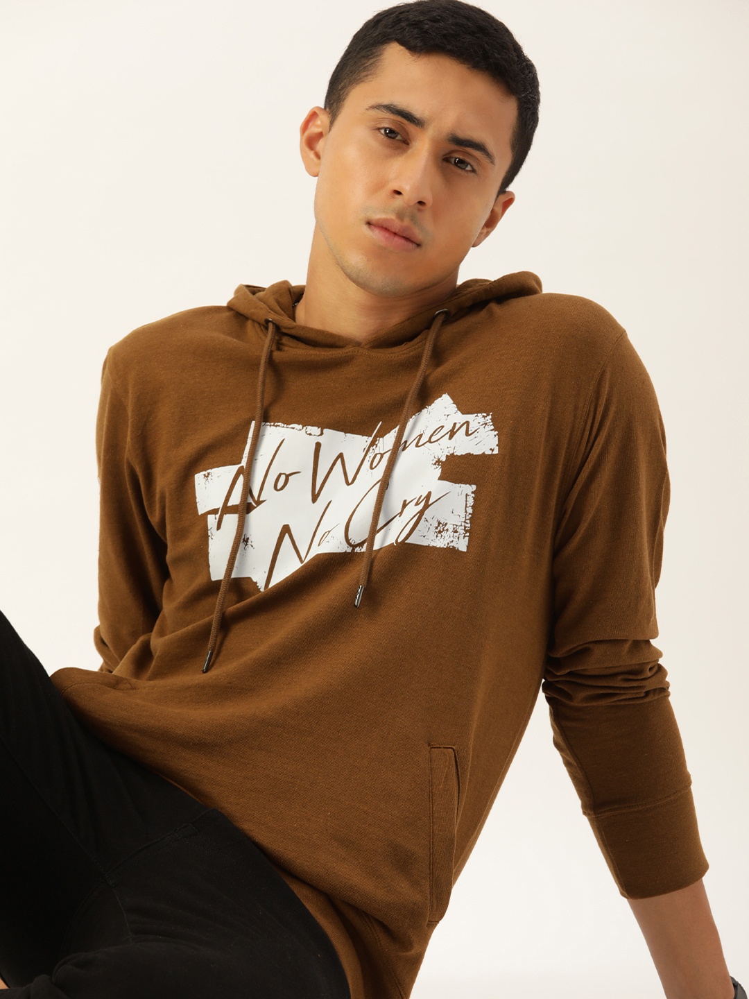 

Kook N Keech Men Brown Printed Hooded Sweatshirt