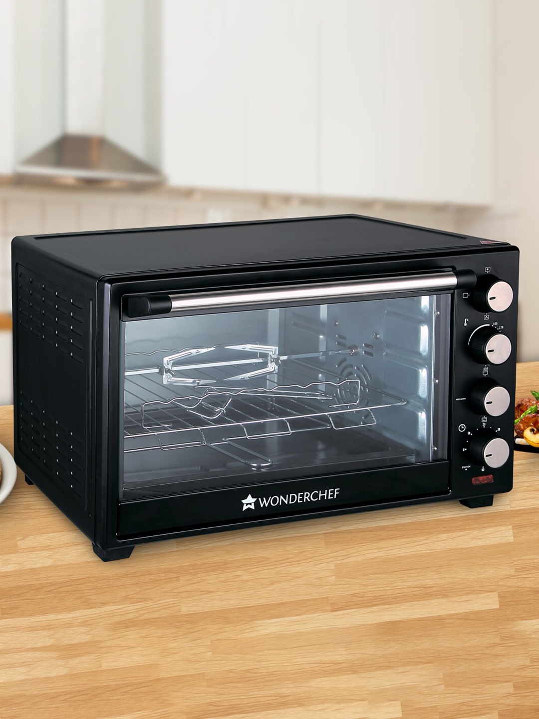 

Wonderchef Black Oven Toaster Grill With Motorised Rotisserie 1600 W 28 Ltrs