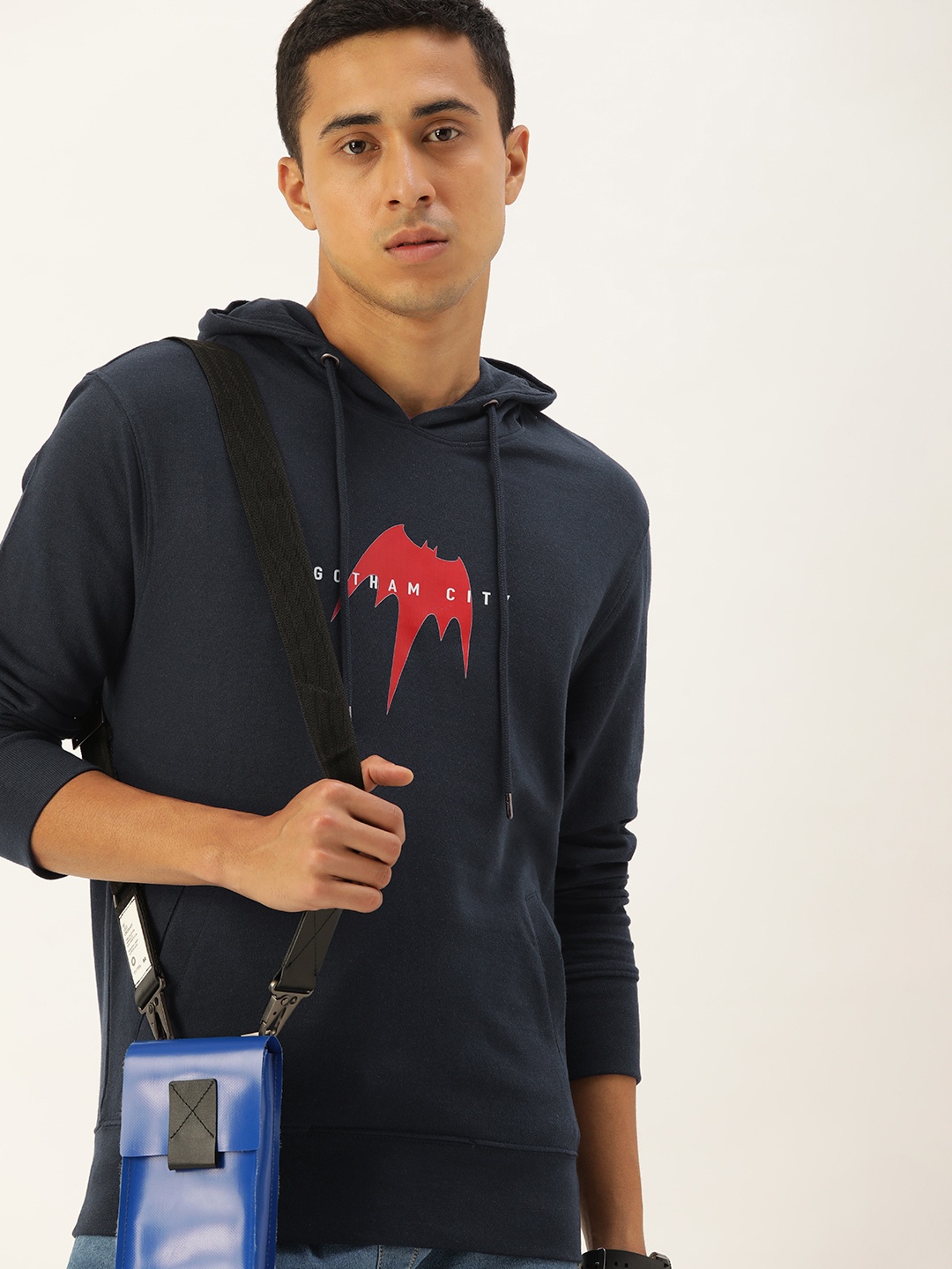 

Kook N Keech Batman Men Navy Blue Printed Hooded Sweatshirt