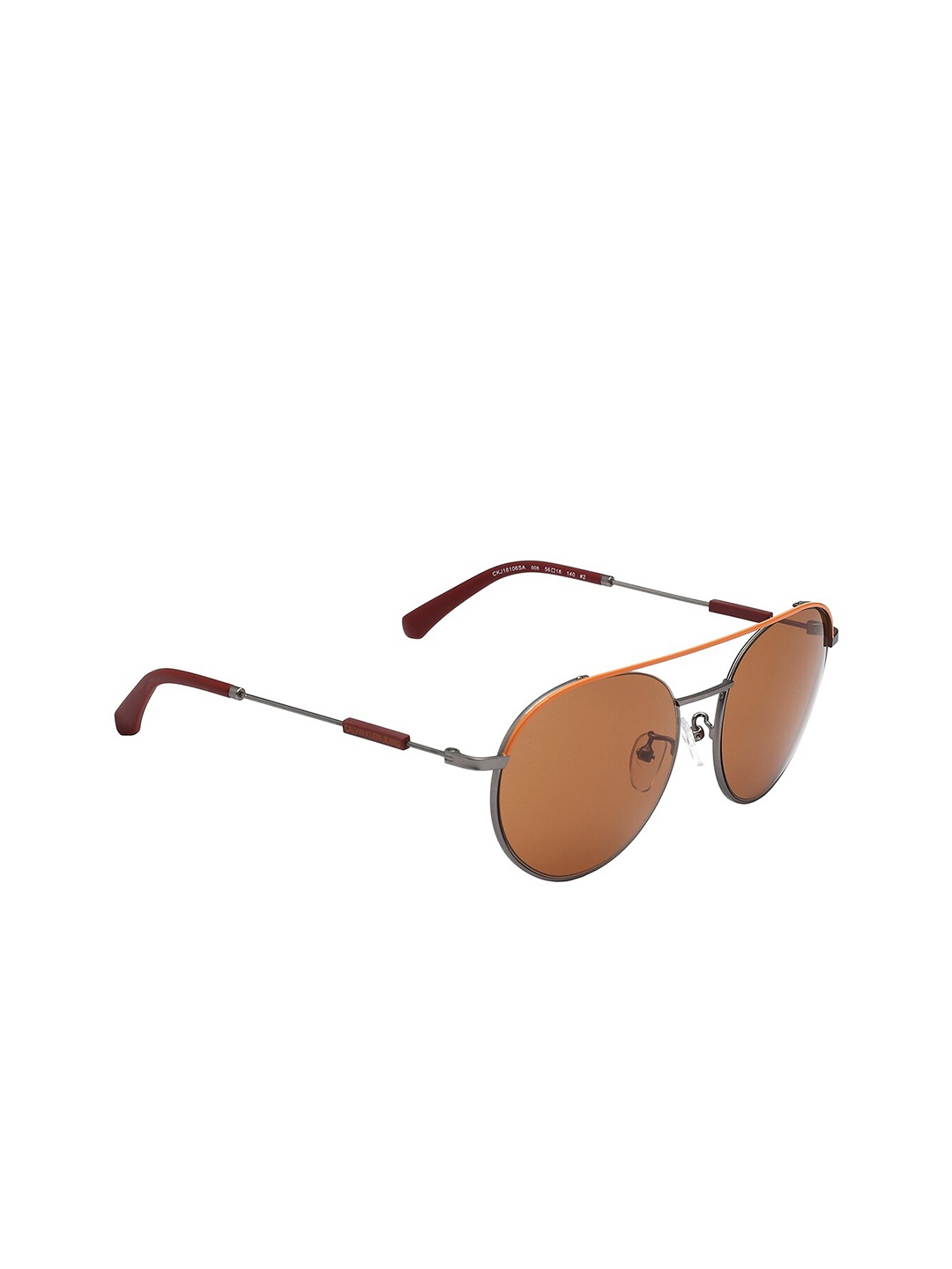 

Calvin Klein Unisex Round Sunglasses with UV Protected Lens CKJ 18106A 008 56 S, Brown