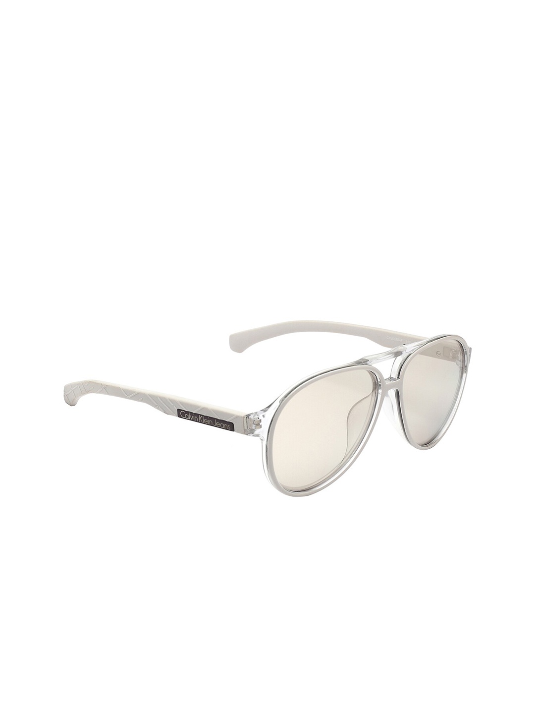 

Calvin Klein Unisex Aviator Sunglasses with UV Protected Lens CKJ 805AF 108 59 S, Off white