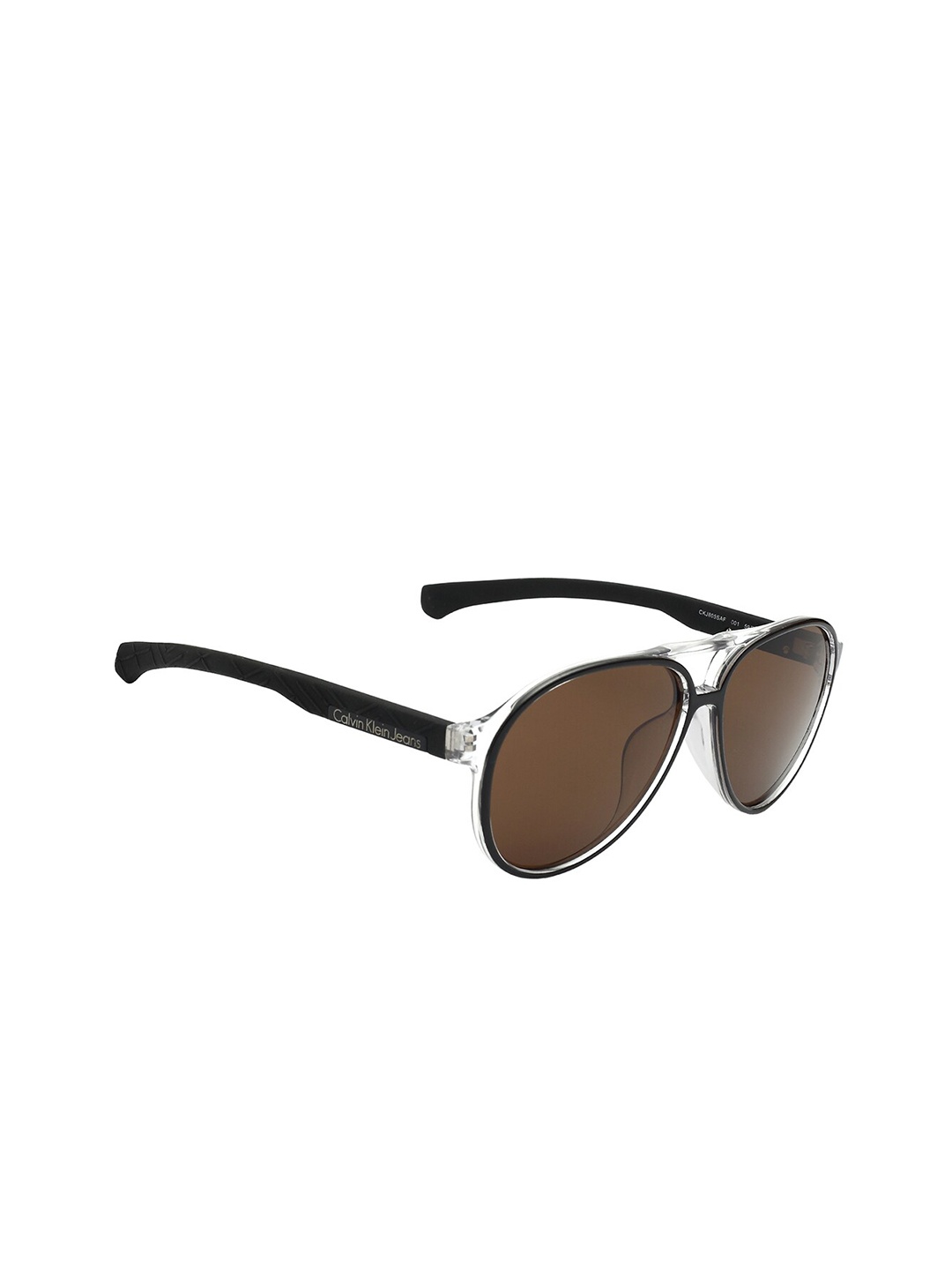 

Calvin Klein Unisex Aviator Sunglasses with UV Protected Lens CKJ 805AF 001 59 S, Brown