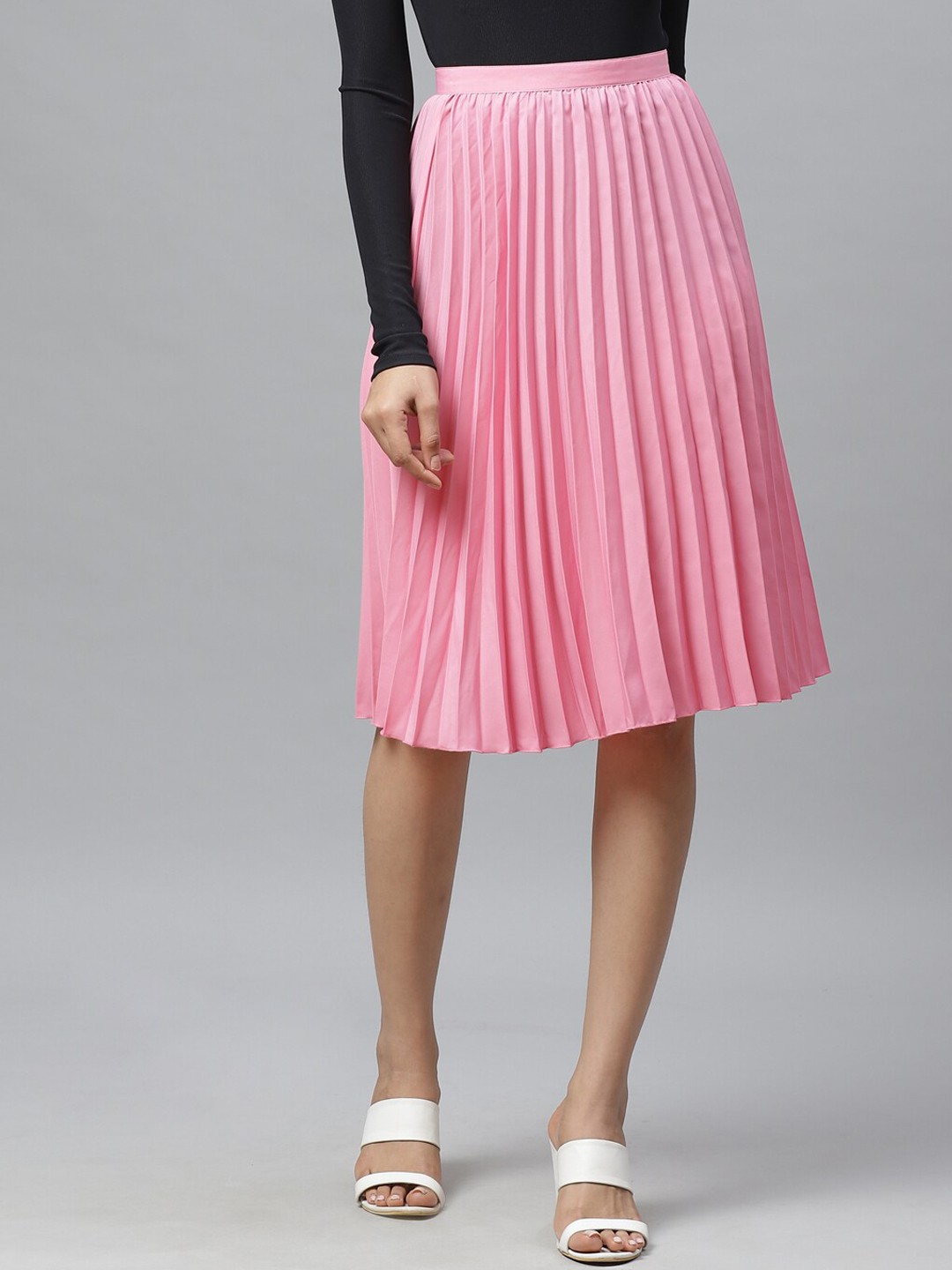 

Ives Accordion Pleated Flared A-Line Skirt, Pink