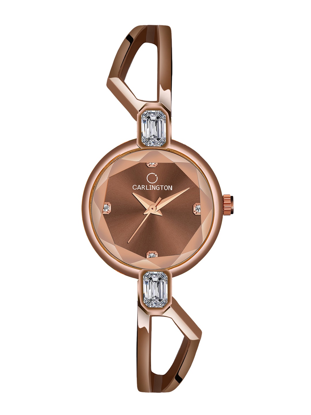 

CARLINGTON Embellished Dial & Brown Stainless Steel Bracelet Style Straps Analogue Watch