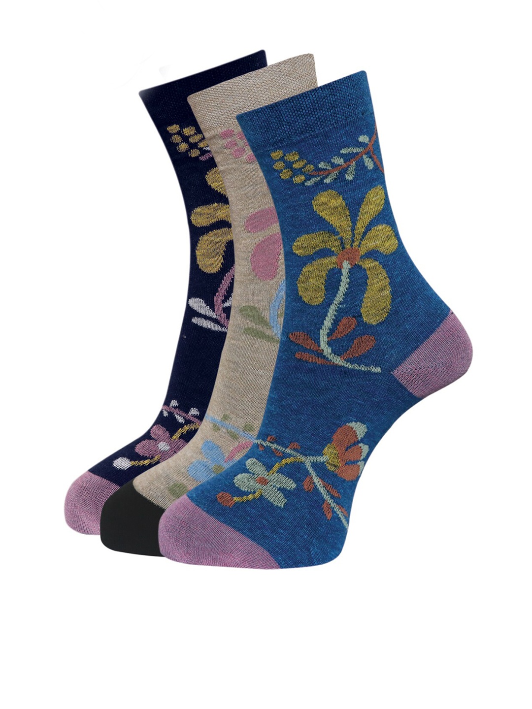 

Dollar Socks Women Pack Of 3 Assorted Calf Length Cotton Socks