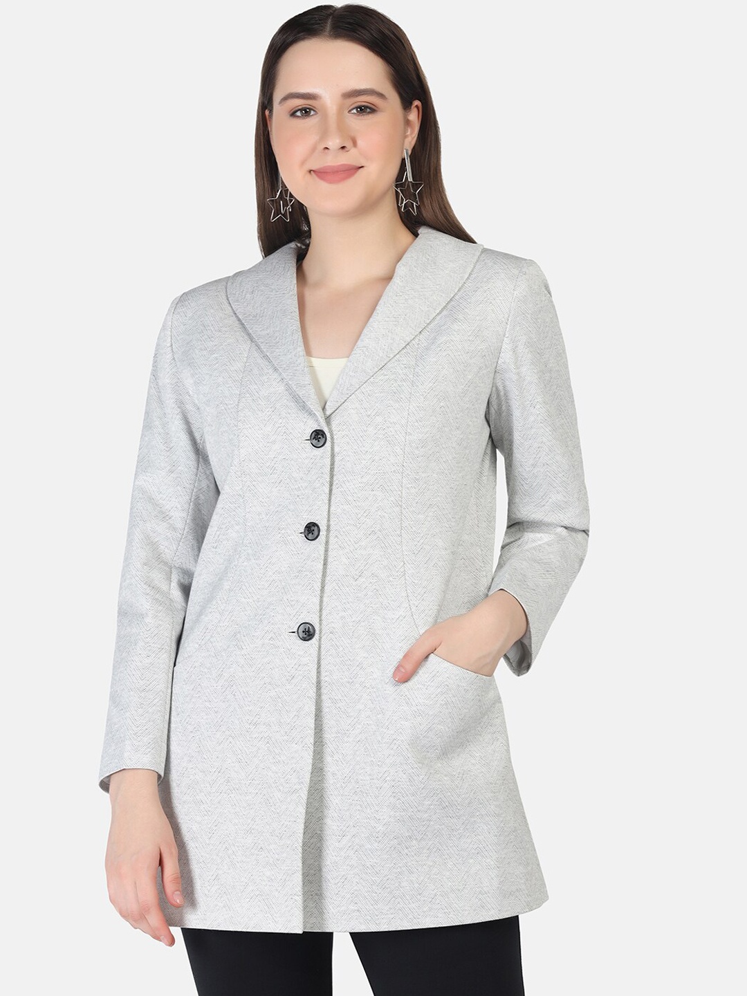 

FUTURO Women Acrylic Overcoat, Grey