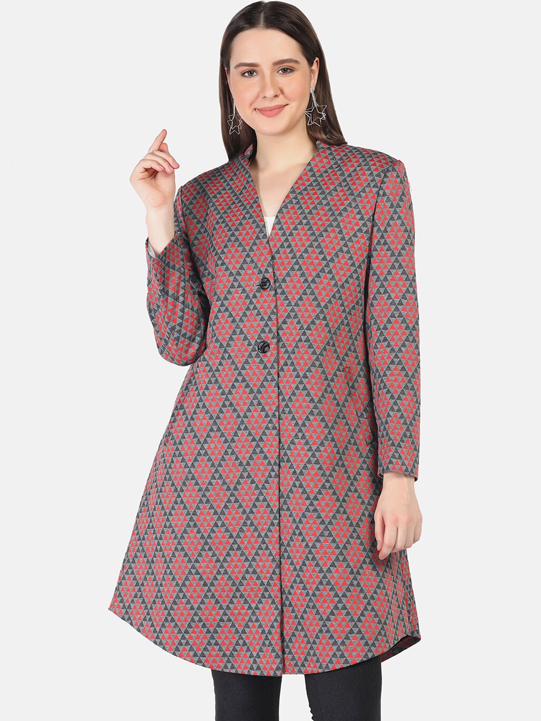 

FUTURO Women Printed Overcoat, Red