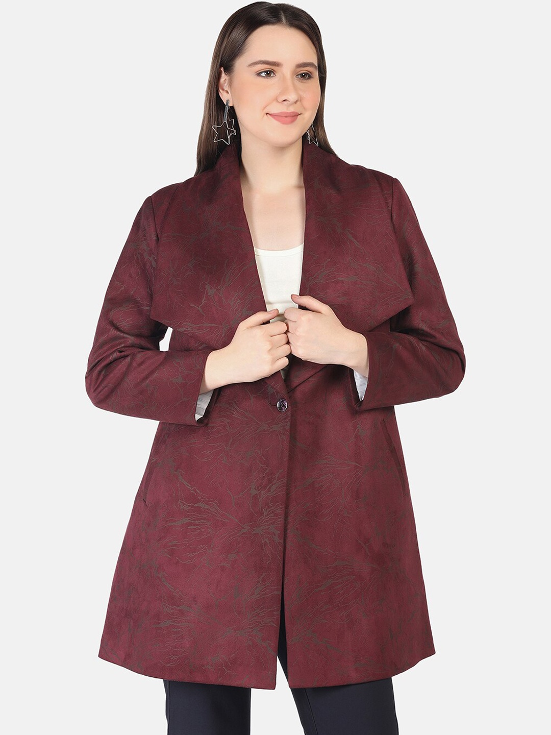 

FUTURO Notched Collar Open Front Blazer, Violet