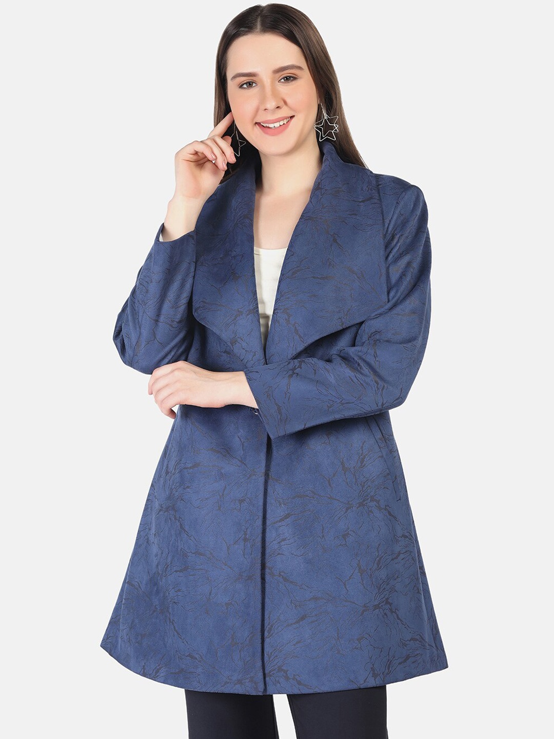 

FUTURO Notched Collar Single Breasted Blazer, Navy blue