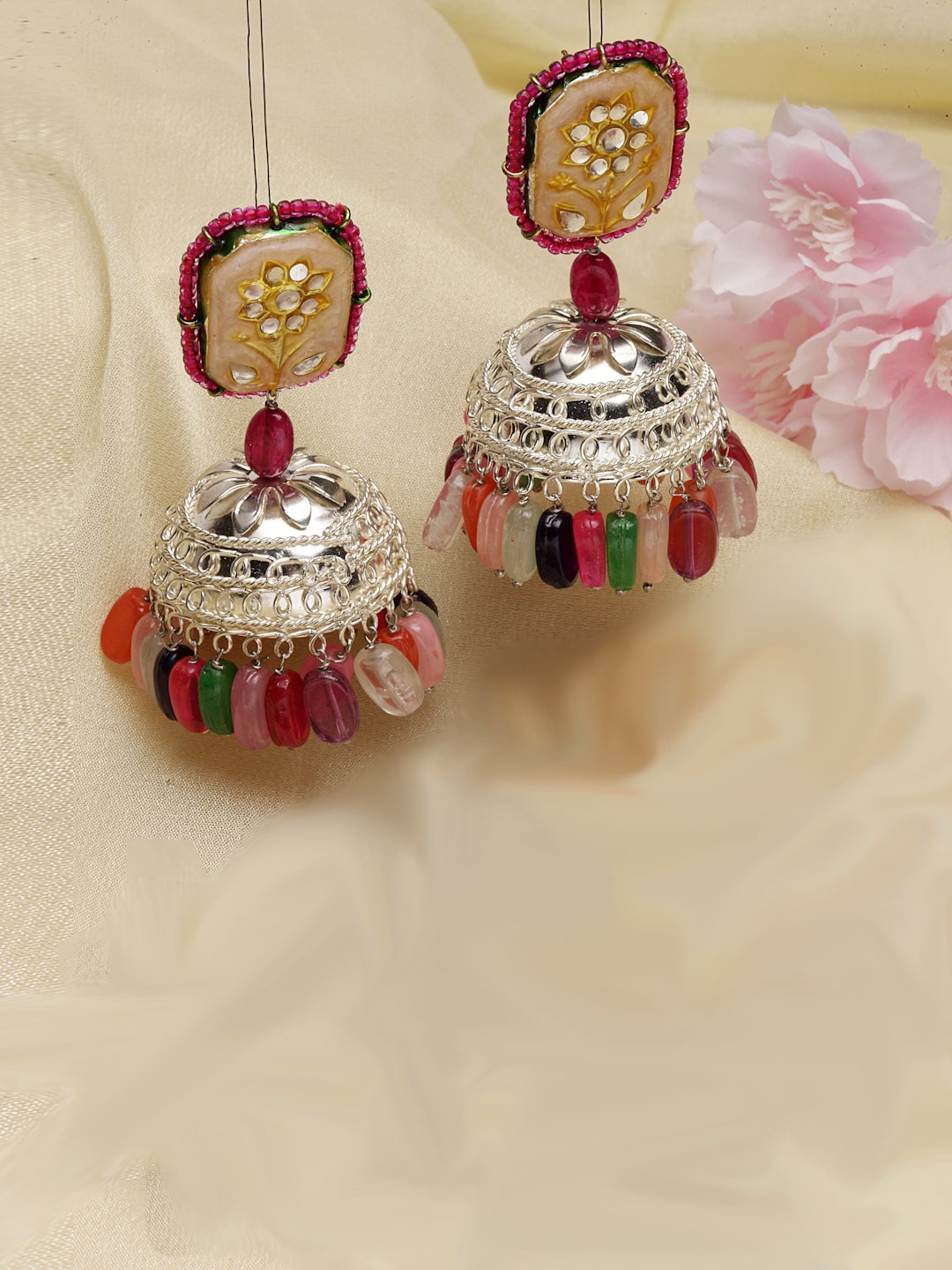 

DUGRISTYLE Classic Jhumkas Earrings, Pink