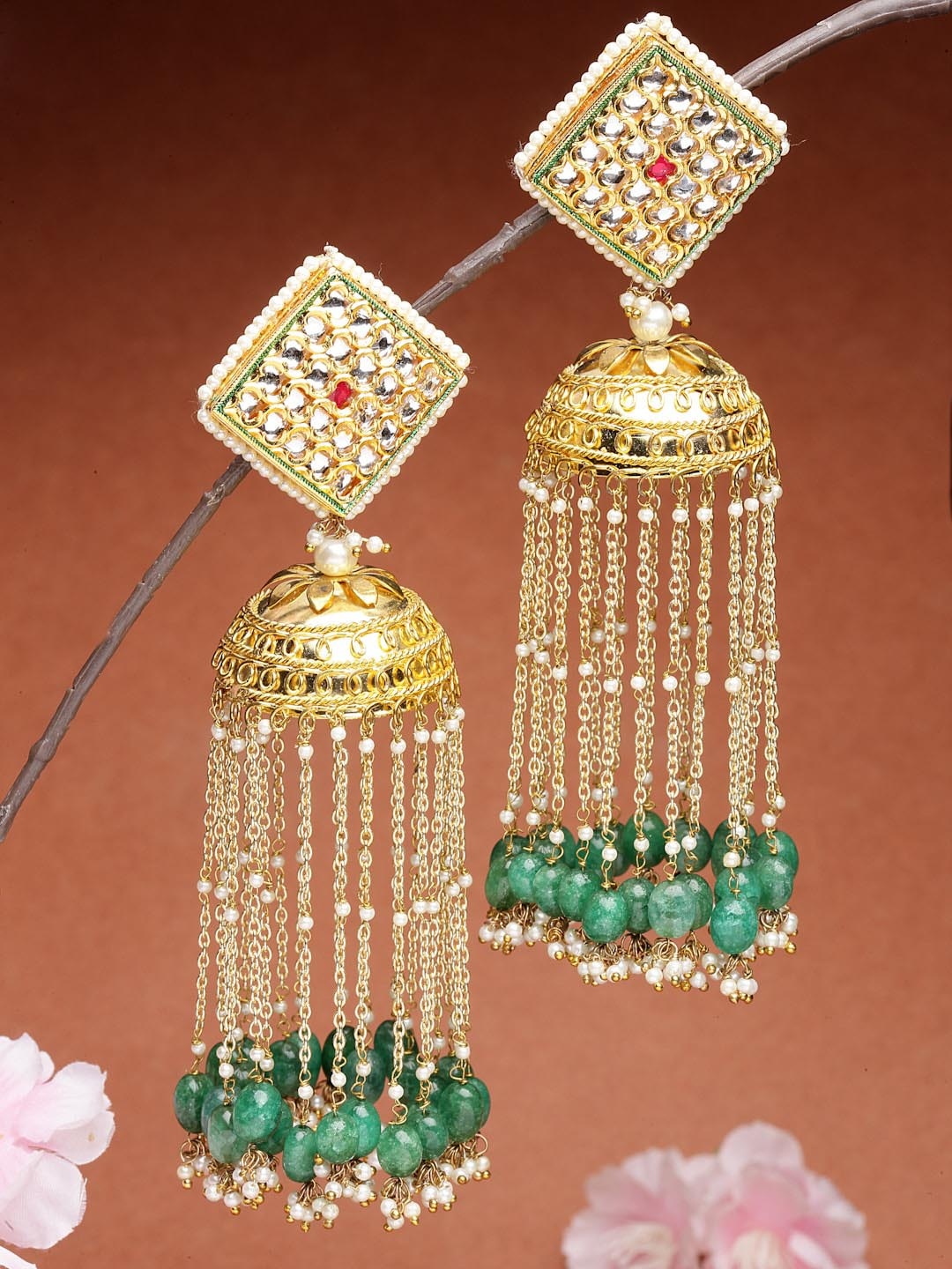 

DUGRISTYLE Classic Jhumkas Earrings, Green
