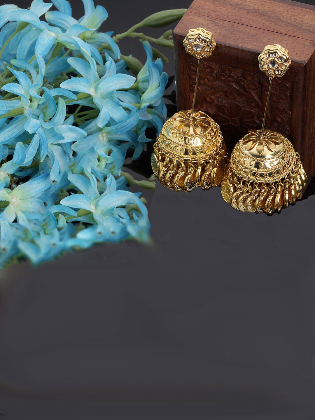 

DUGRISTYLE Dome Shaped Jhumkas Earrings, Gold