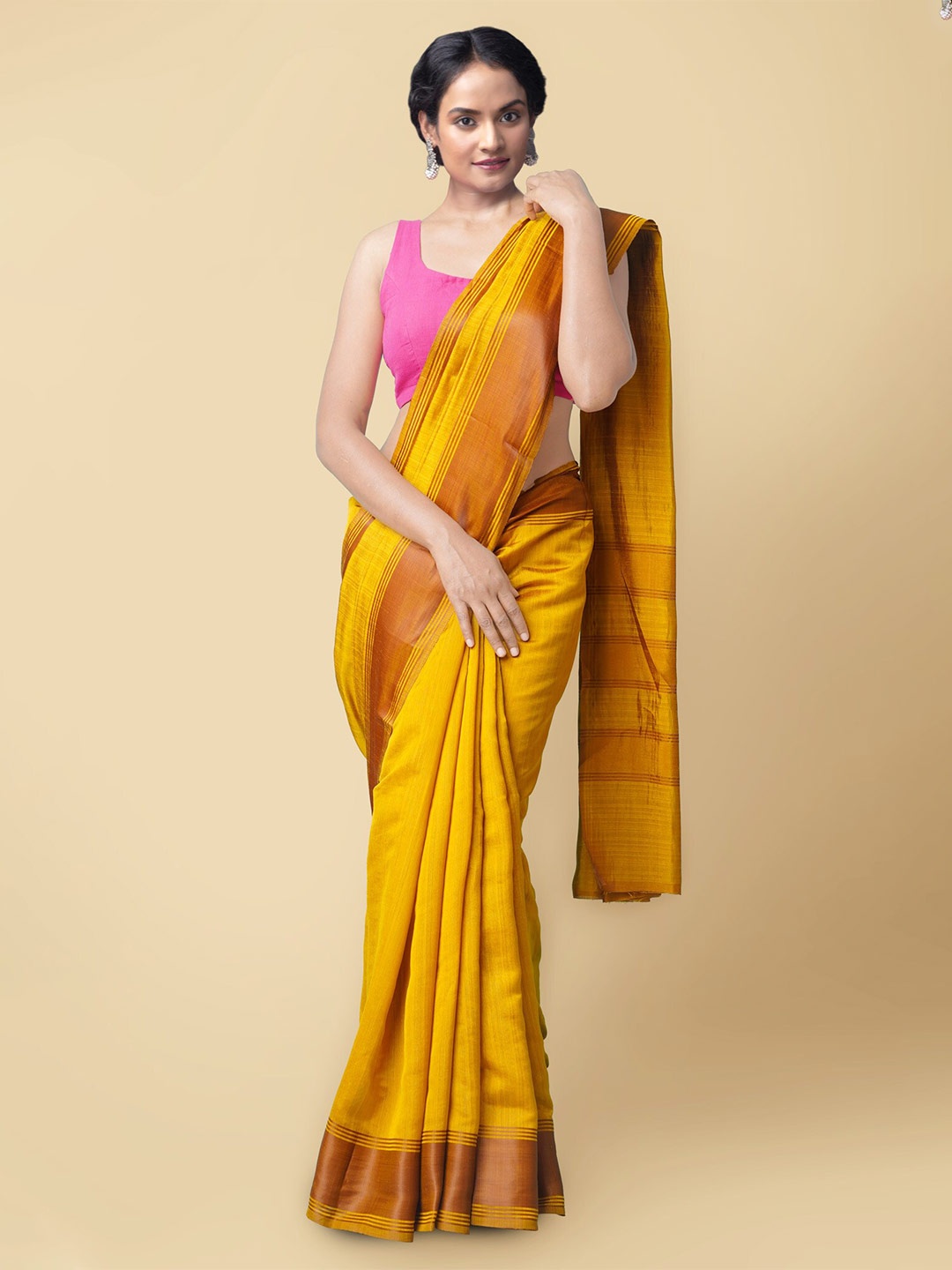 

Unnati Silks Yellow & Orange Art Silk Mysore Silk Saree