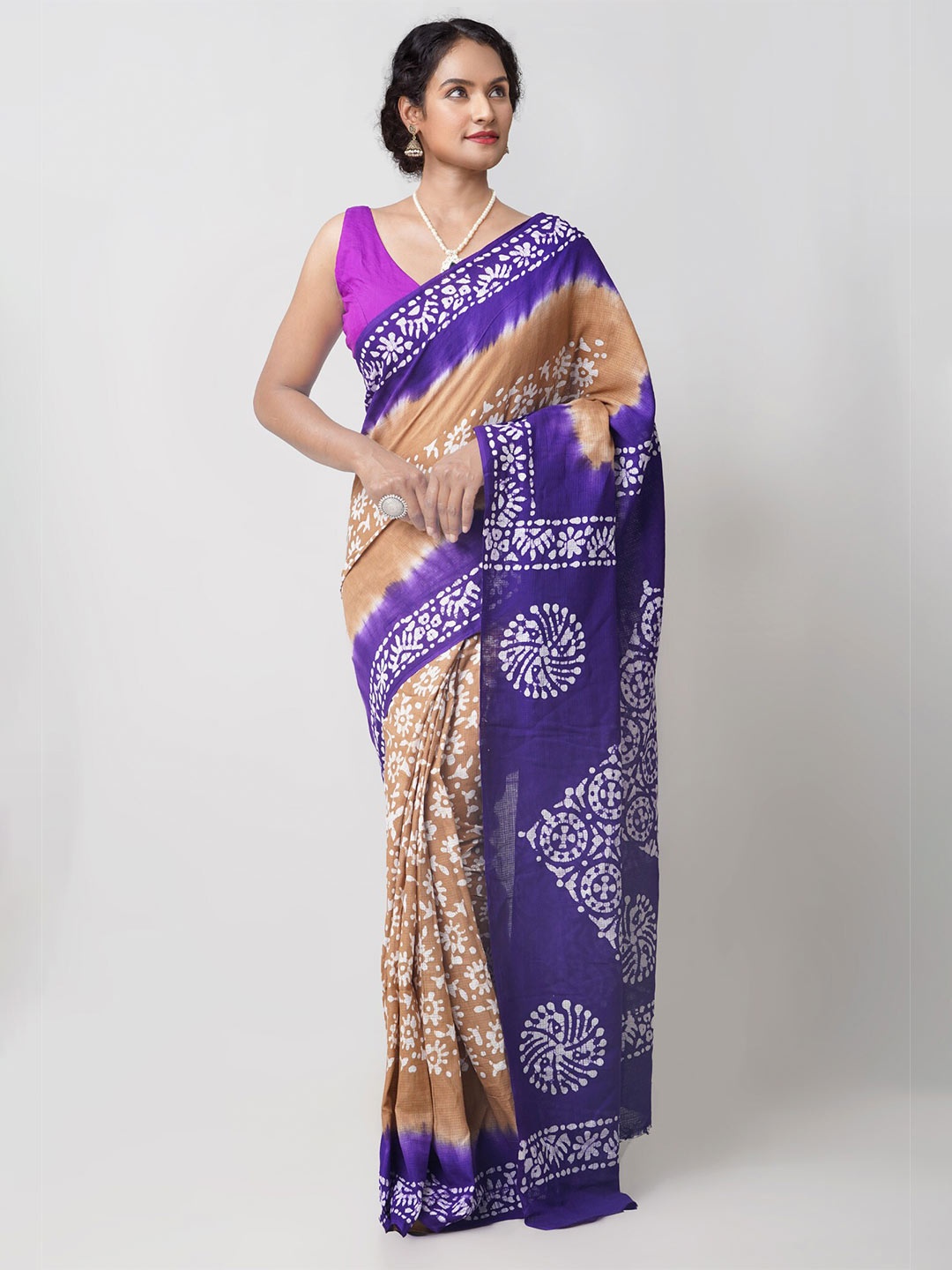 

Unnati Silks Batik Printed Kota Saree, Brown