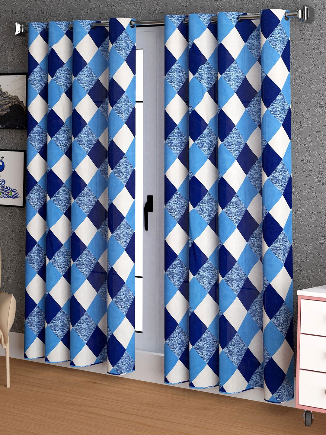 

Urban Magic Set of 4 Room Darkening Long Door Curtain, Blue