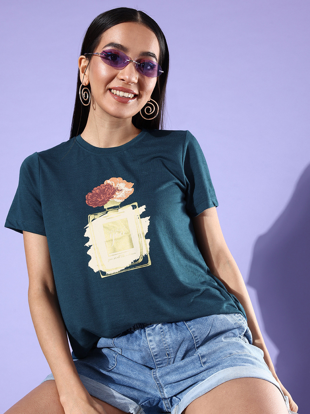 

all about you Vacay Chill Graphic High Printed T-shirt, Teal