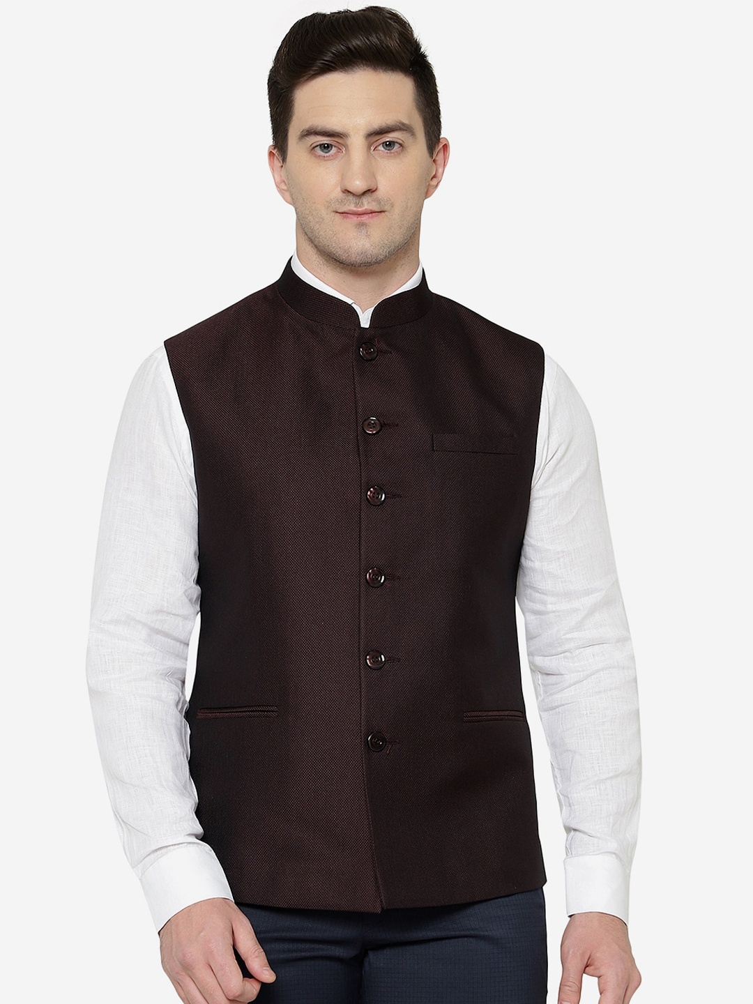 

Greenfibre Men Nehru Jacket, Maroon