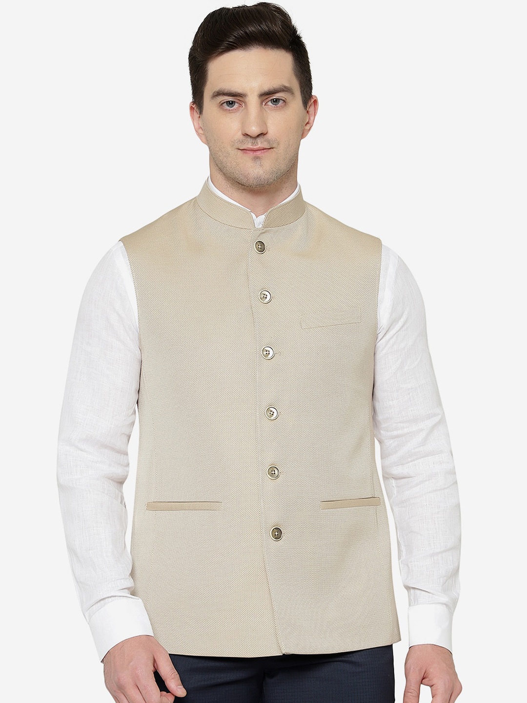 

MODI JACKET Men Cotton Nehru Jacket, Beige